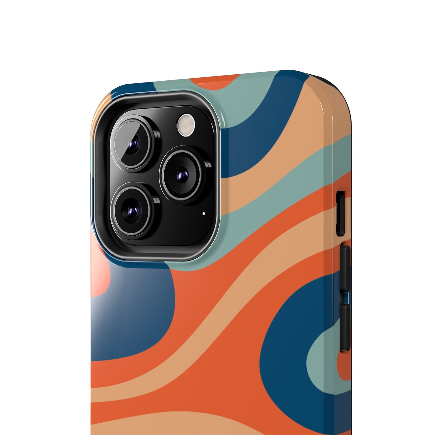 Retro Vibe Wavy Stripes iPhone Case – 70s-Inspired in Teal, Orange, and Rust