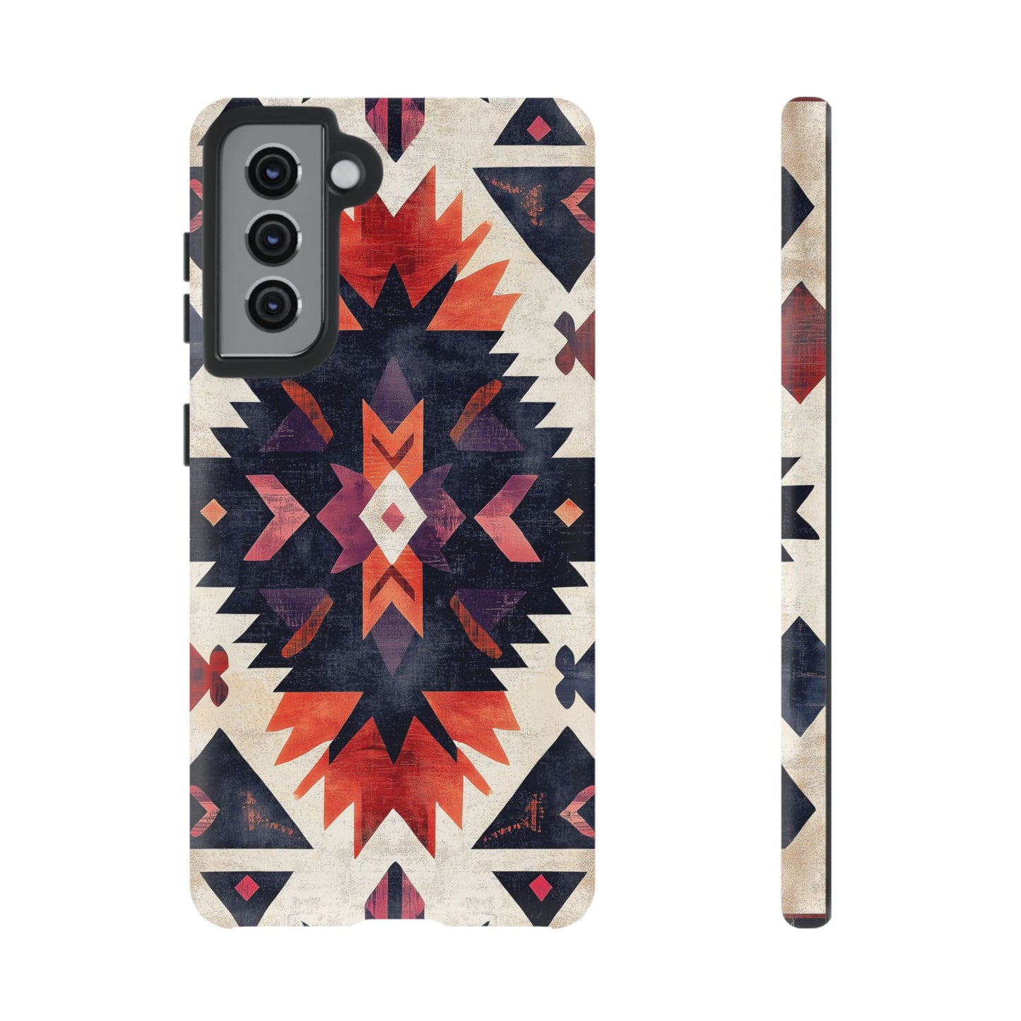 Boho Tribal Starburst Tough Samsung Galaxy  Case – Vibrant Geometric Design, Dual-Layer Protection