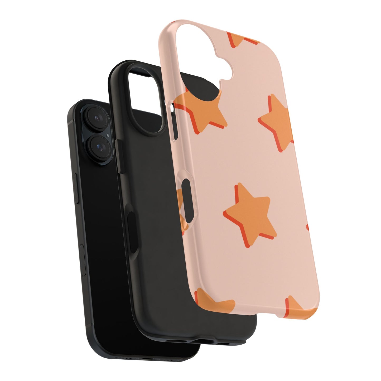 Retro Orange Stars iPhone Case – Shock-Resistant, Smooth Matte Finish, Dual-Layer Design