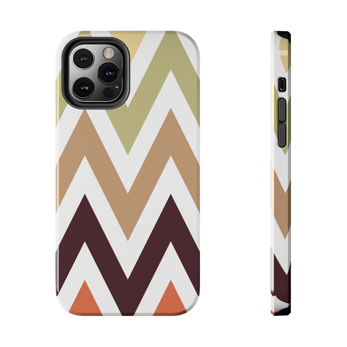 Earthy Chevron iPhone Case – Boho-Inspired Design with Dual-Layer Protection