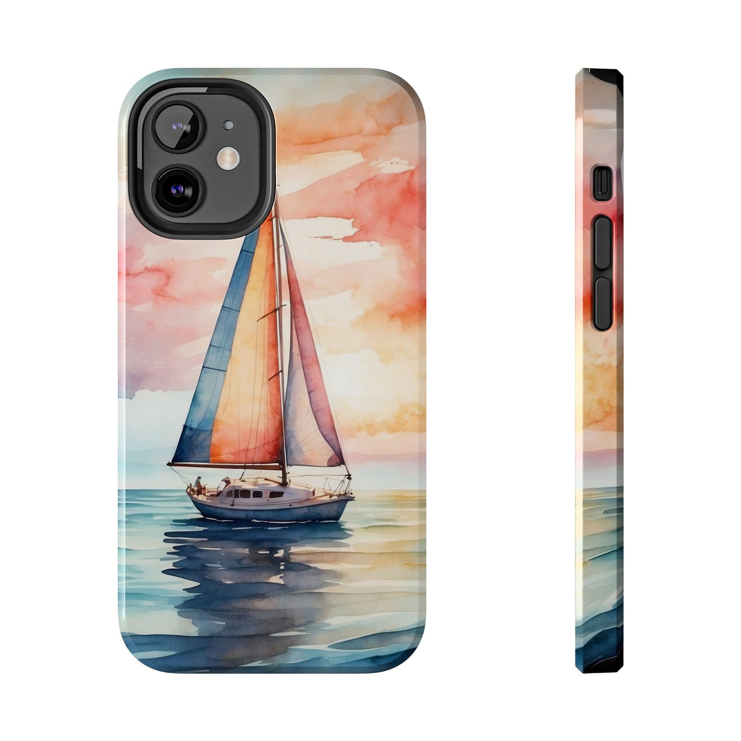 Sailboat Sunset iPhone Case – Vibrant Watercolor Design