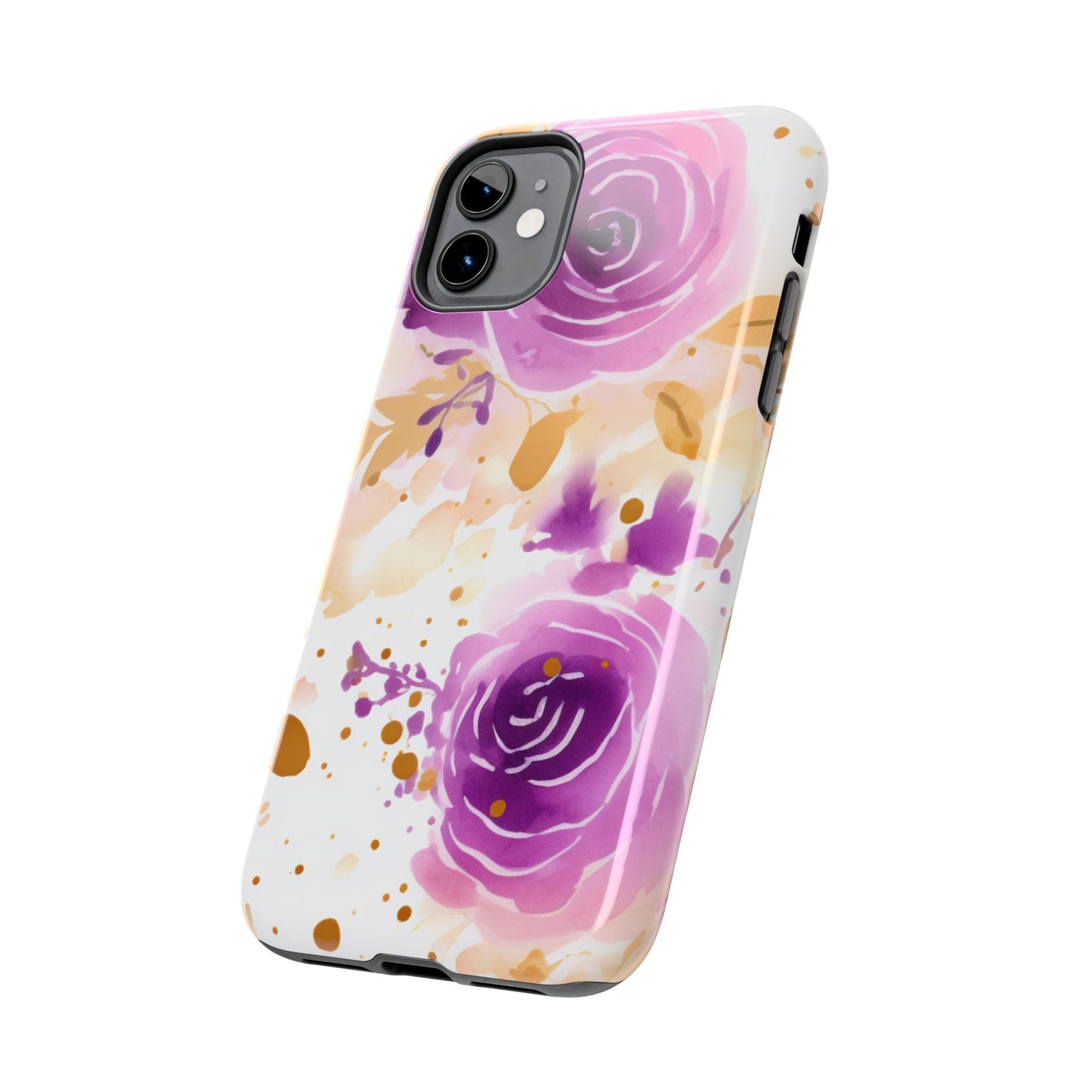 Soft Purple & Gold Floral Splash - iPhone Series Case