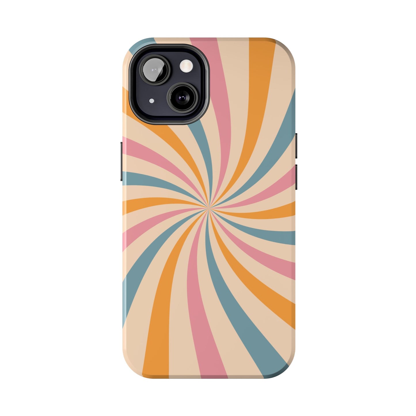 Retro Swirl Pattern iPhone Case – Bold 70s Vibe in Pink, Orange, and Teal