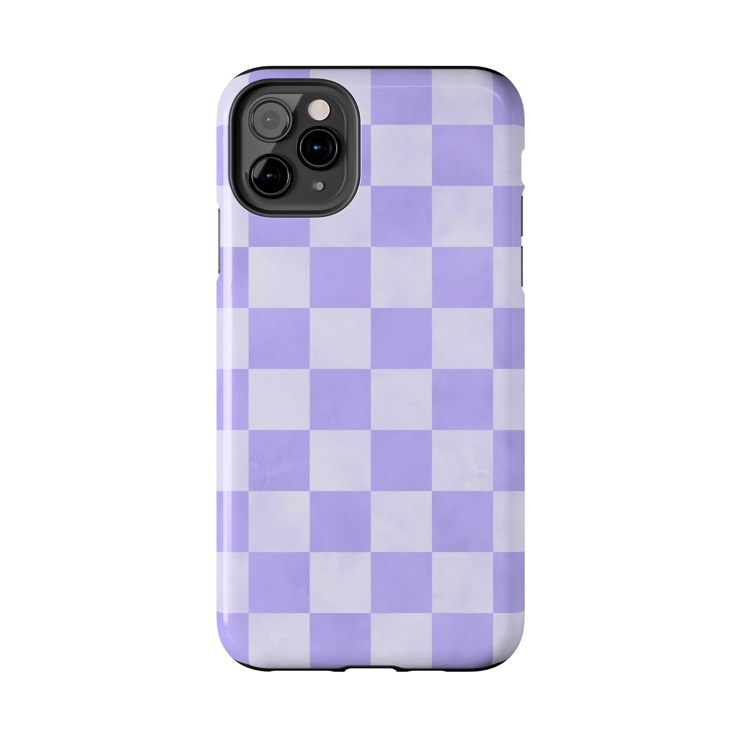 Lavender Checkerboard iPhone Case – Shockproof, Smooth Matte Finish, Dual-Layer Design
