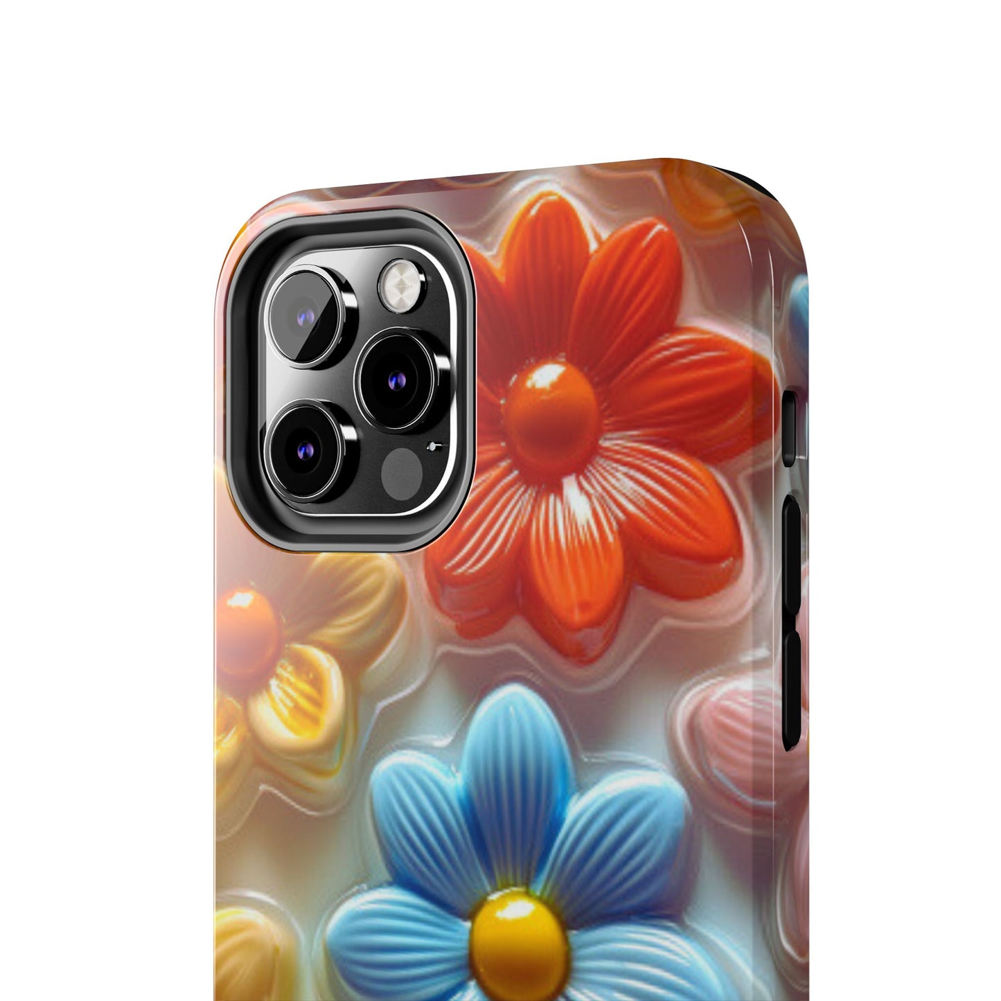 Glossy Retro Flower iPhone Case – Colorful 3D Floral Design, Durable Protection - BOGO Cases