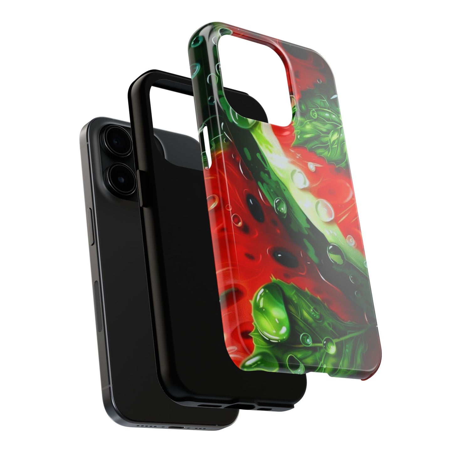 Juicy Watermelon & Mint iPhone Case – Tough Dual - Layer, Vibrant Summer Design - BOGO Cases