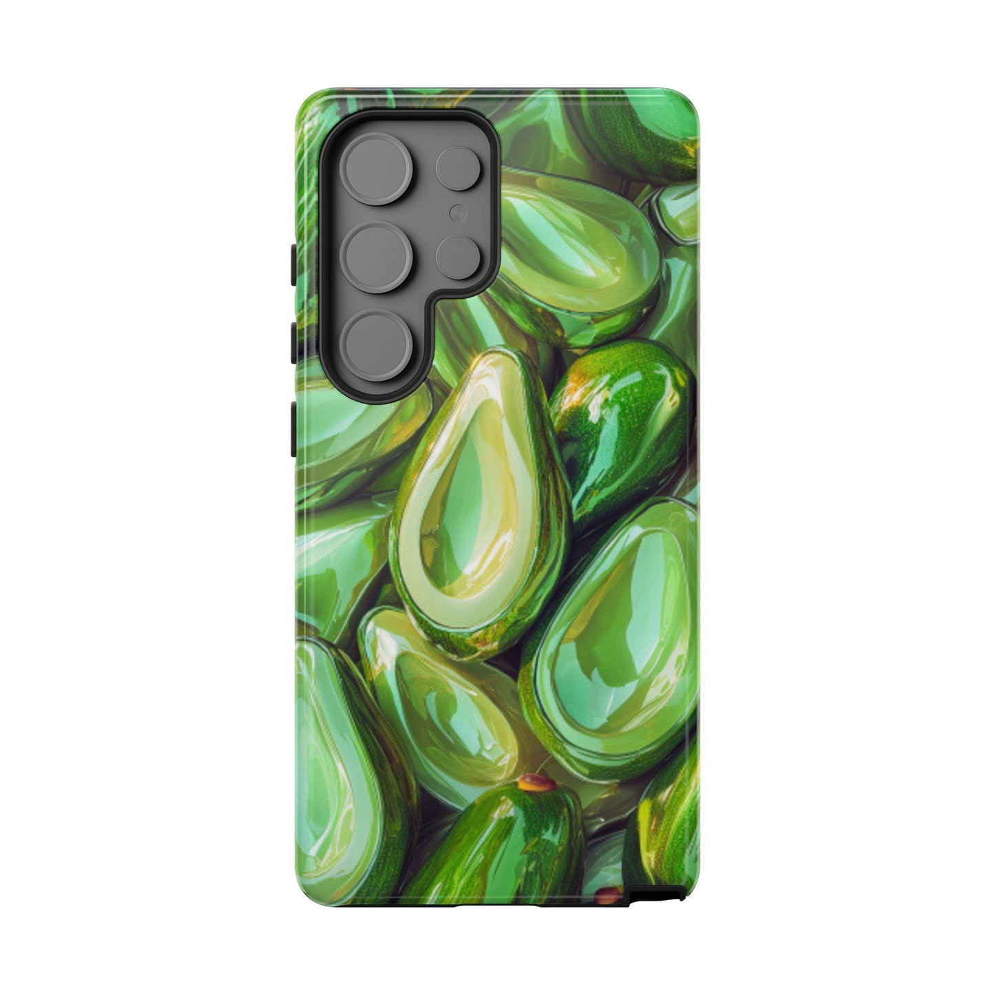 Glossy Avocado Samsung Galaxy  Case – Sleek Green 3D Fruit Design, Durable and Stylish