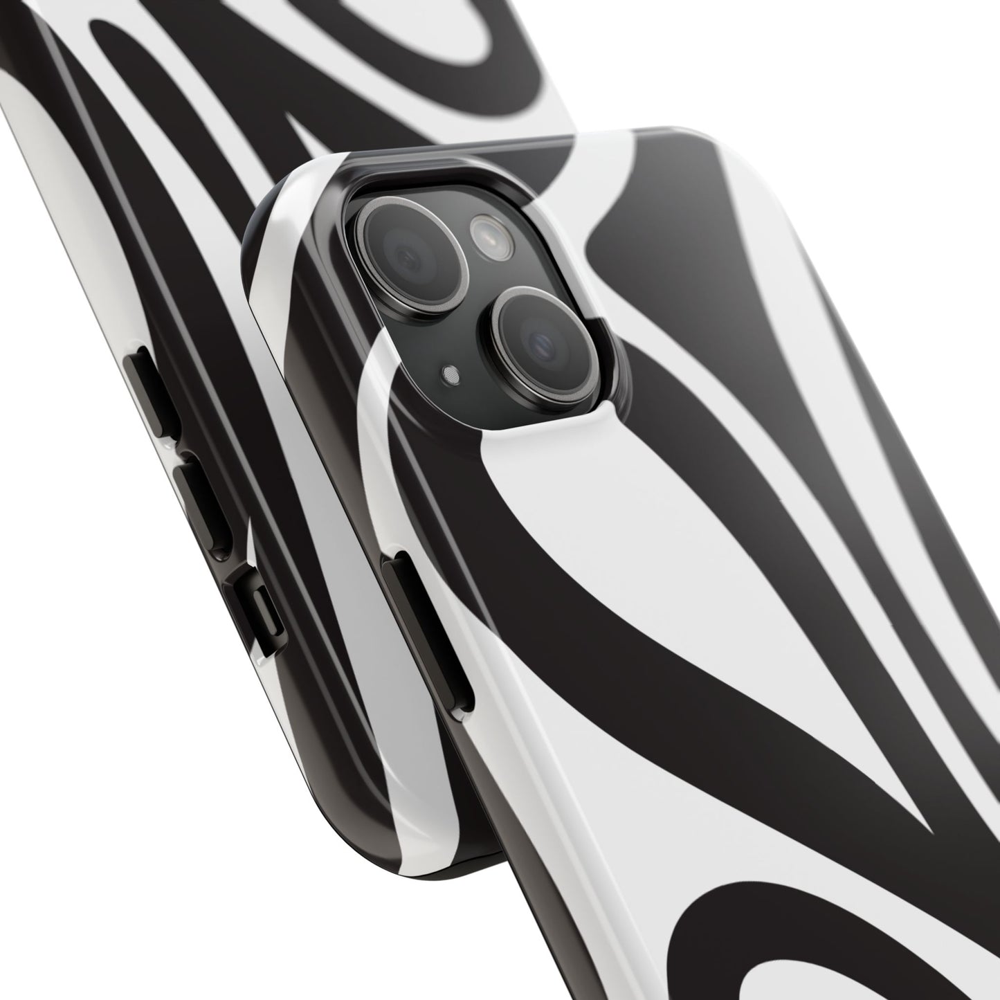 Modern Black and White Abstract Tough iPhone Case – Bold Graphic Pattern with Dual-Layer Protection