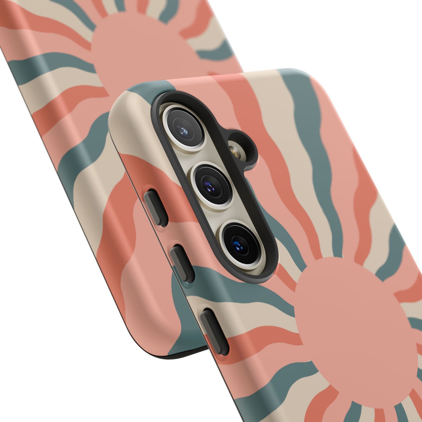Retro Sunburst Samsung Galaxy Case – Bold 70s-Inspired Waves in Coral, Teal, and Cream