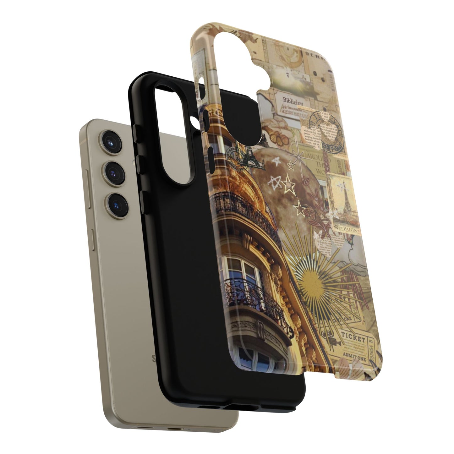 Parisian Dream Collage Samsung Galaxy Case – Dual-Layer Protection with Vintage French Aesthetic