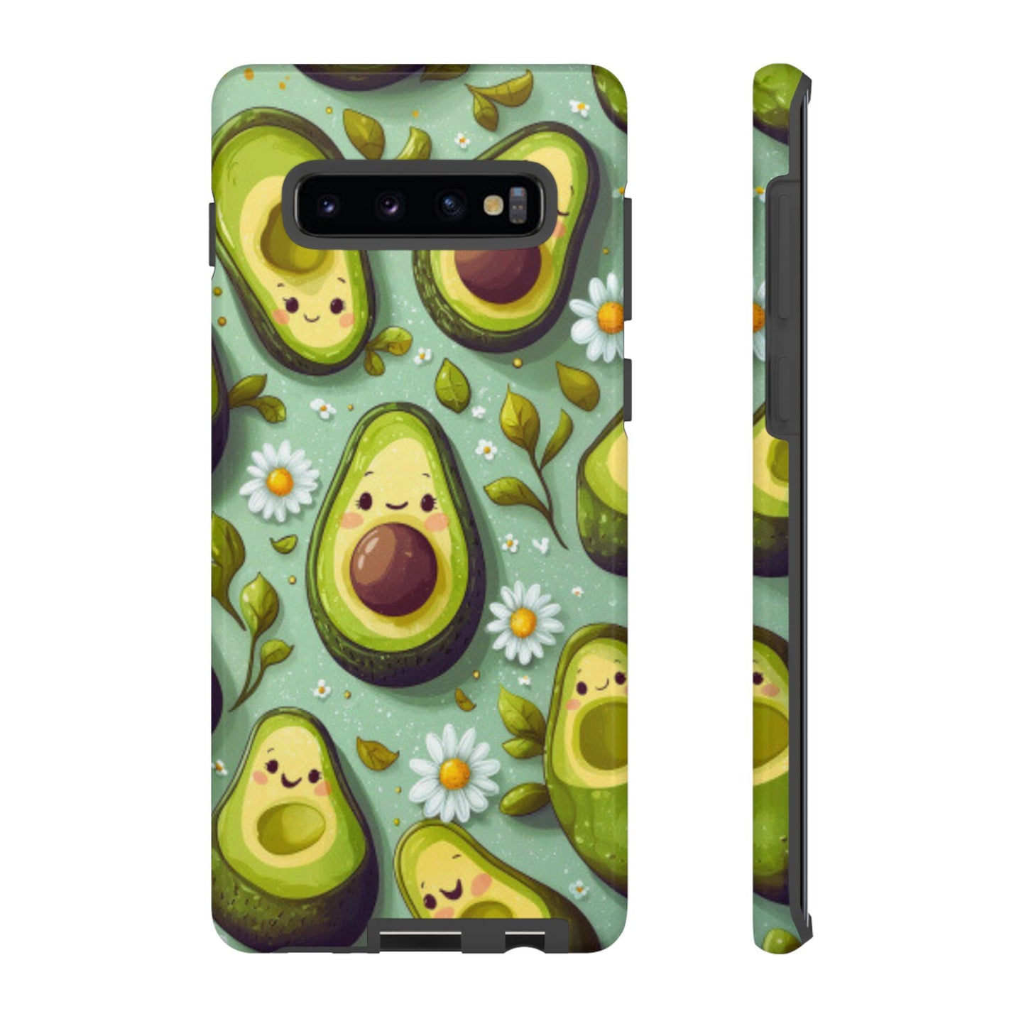 Cute Avocado Samsung Galaxy Case – Adorable Kawaii Avocados with Daisies, Shock-Resistant