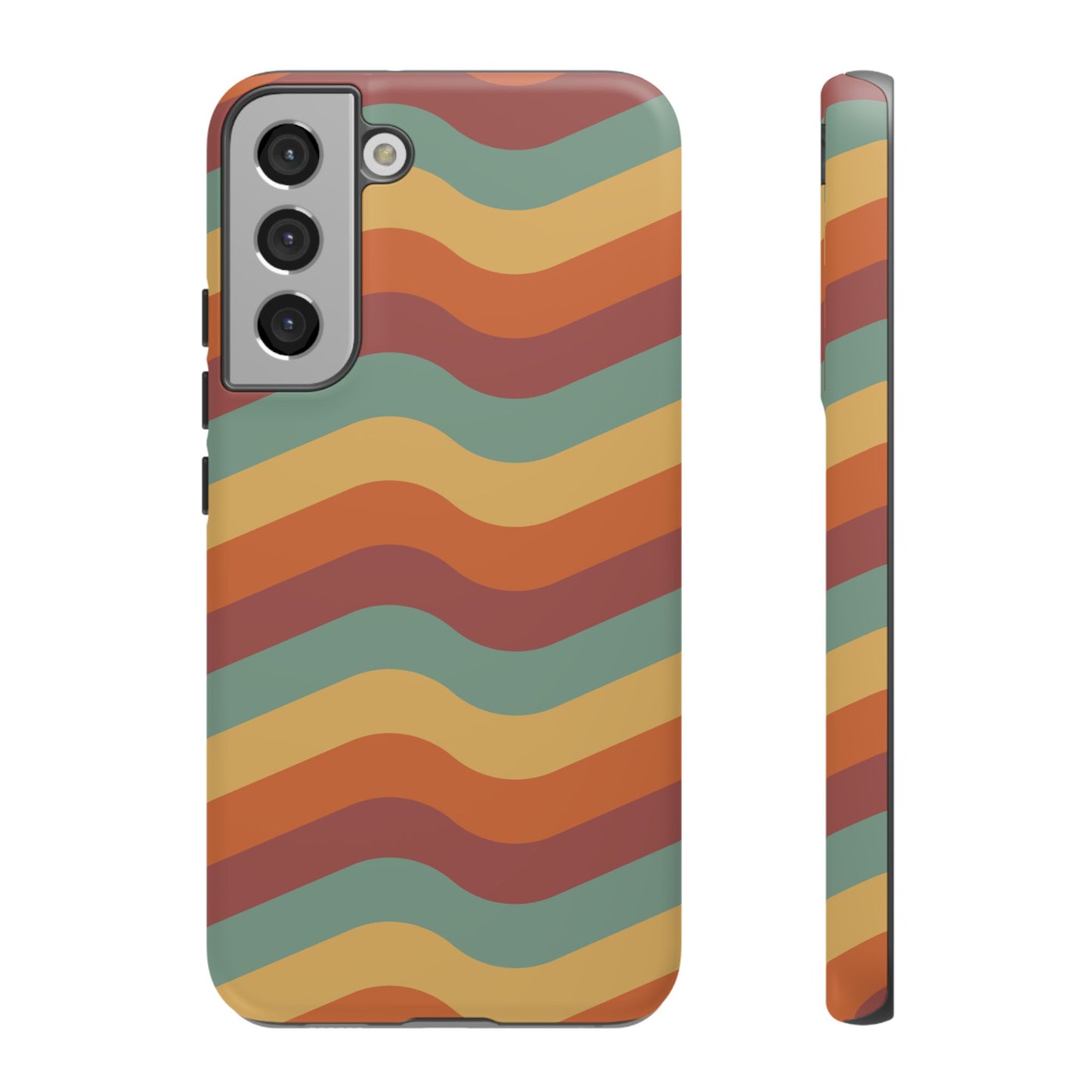 Retro Vibe Wavy Stripes Samsung Galaxy Case – 70s-Inspired in Teal, Orange, and Rust