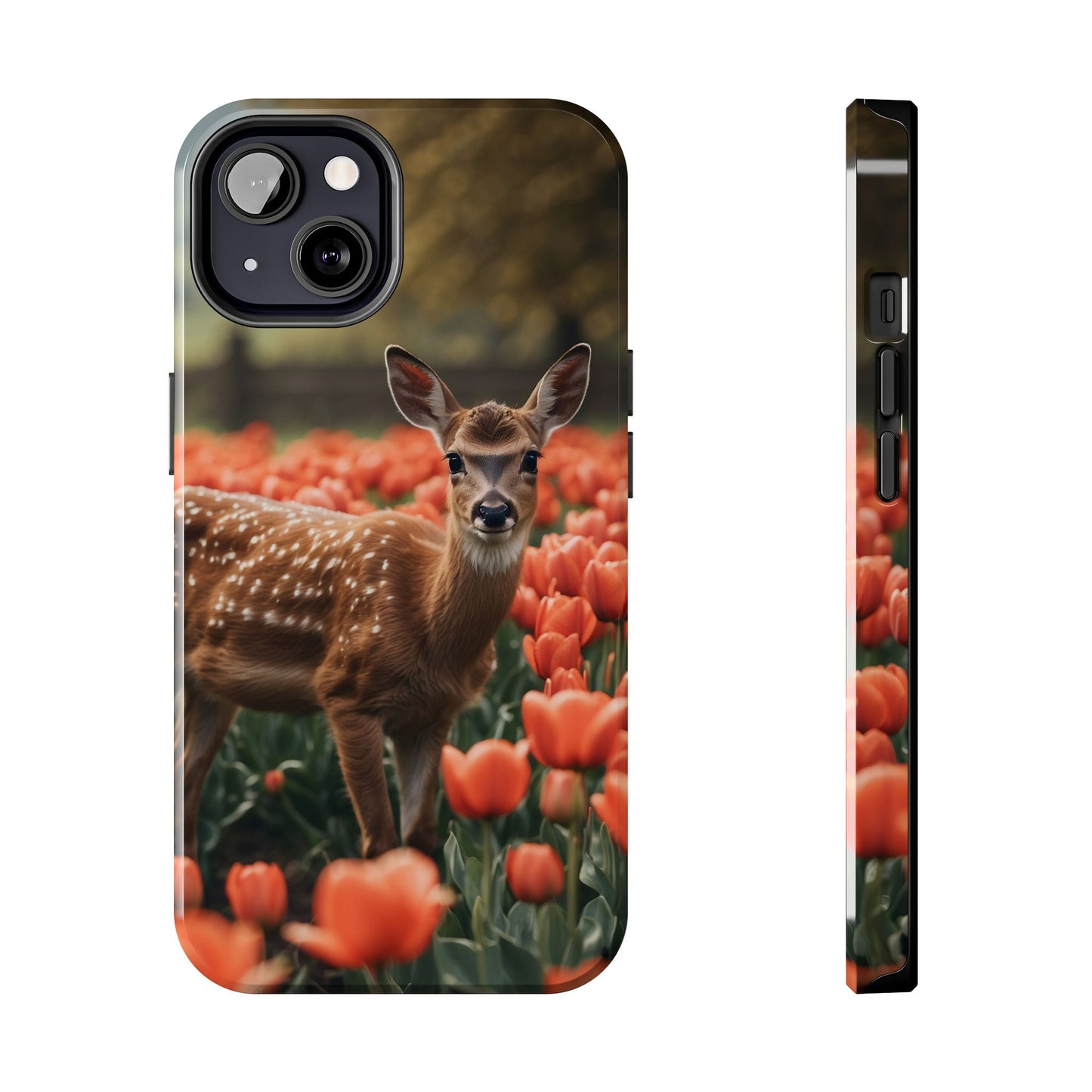 Fawn Among Tulips iPhone Case