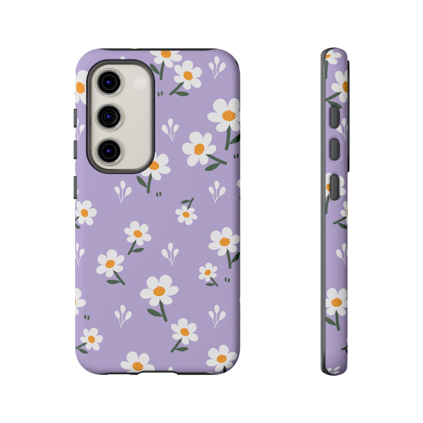 Purple Daisy Garden Samsung Galaxy Case – Soft Lavender Background, Shockproof Protection with Slim Fit