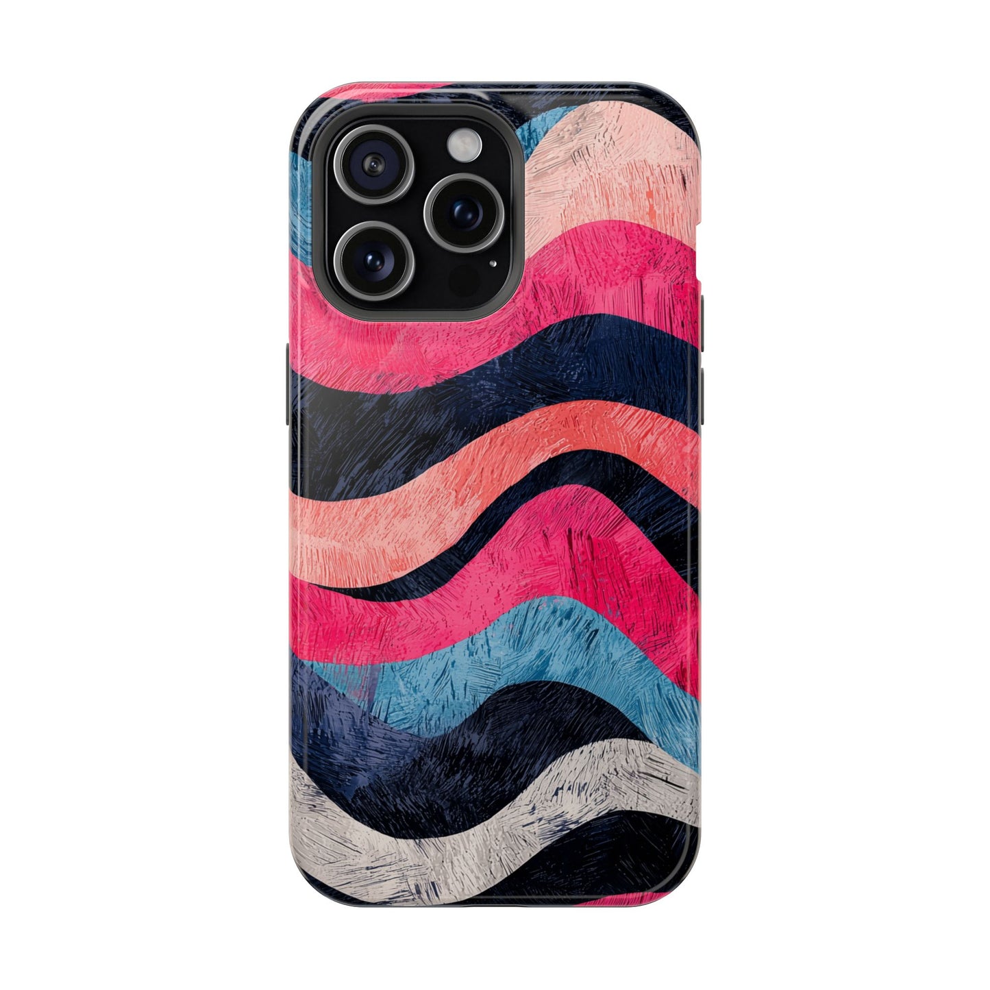 Abstract Wave Pattern MagSafe iPhone Case – Shockproof, Matte Finish, Dual-Layer Protection