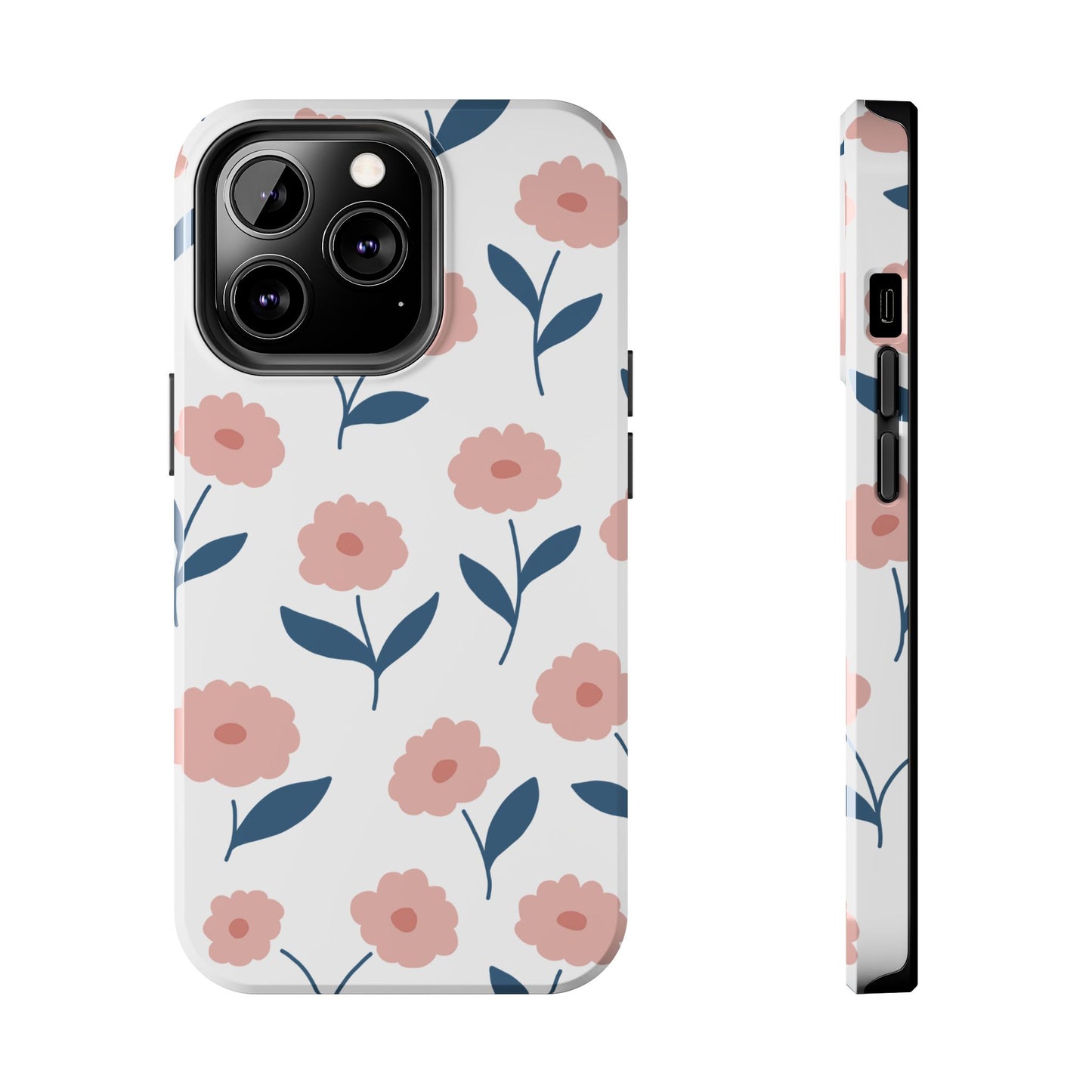 Playful Pink Floral Tough iPhone Case – Soft Pastel Design, Slim & Shockproof - BOGO Cases