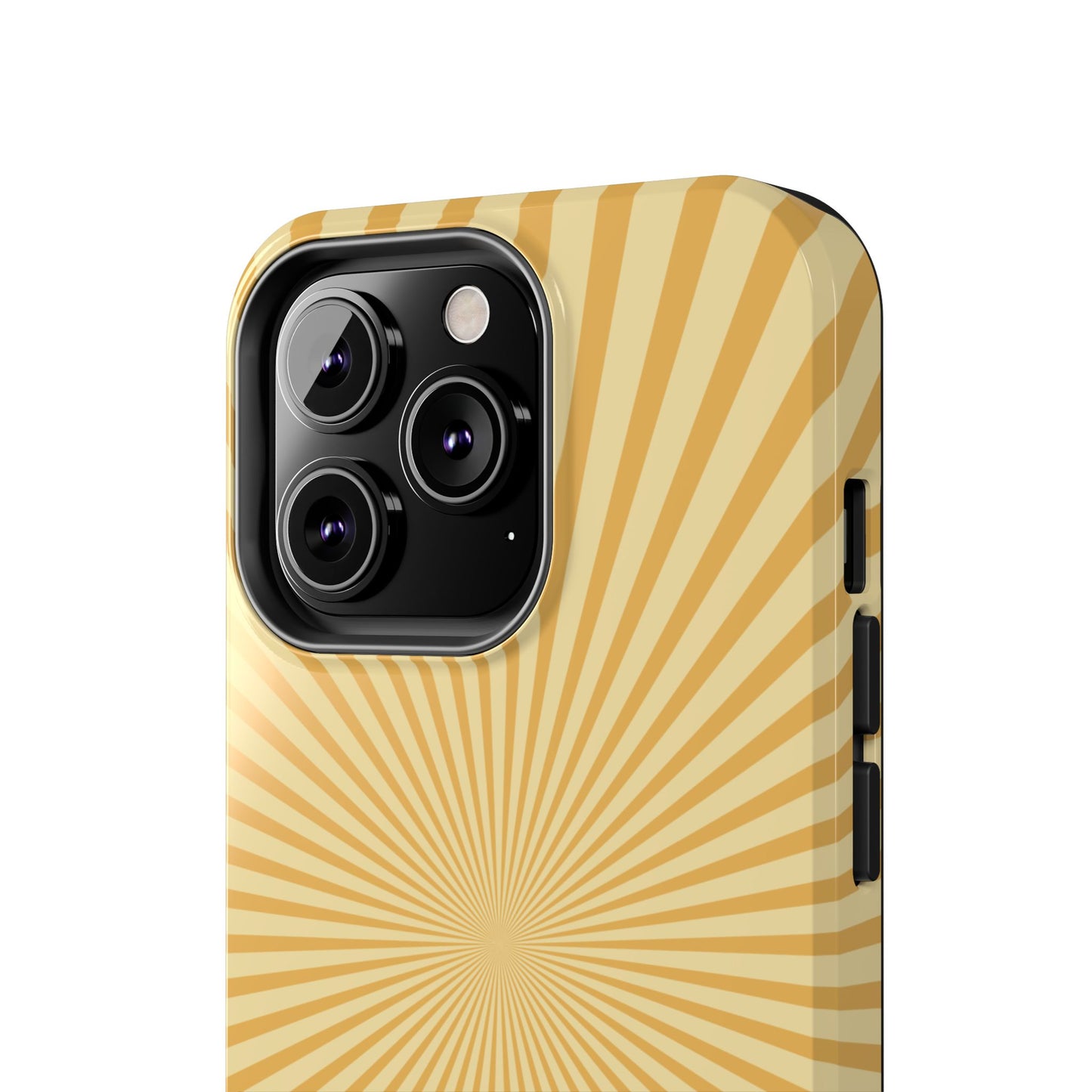 Golden Sunburst iPhone Case – Retro Radiant Design with Dual-Layer Protection
