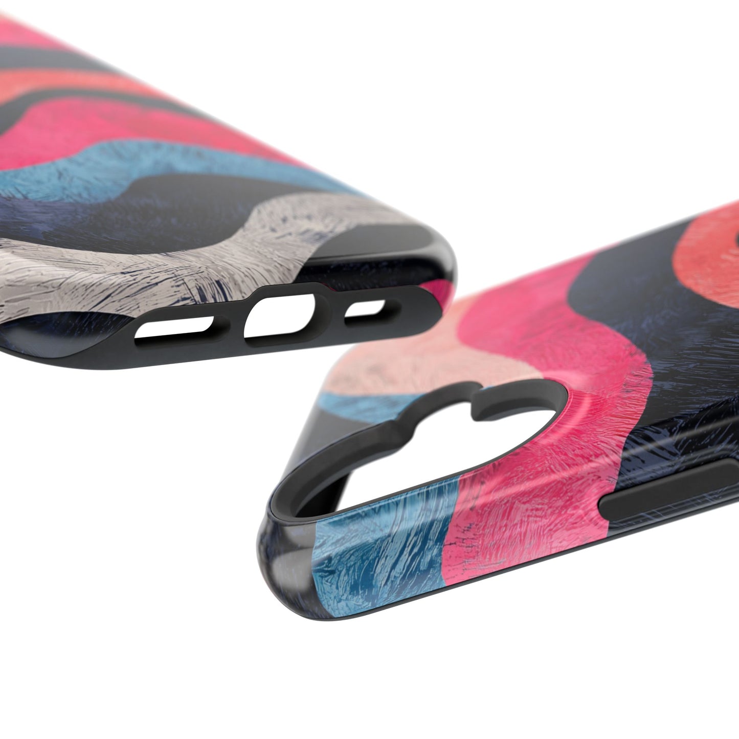 Abstract Wave Pattern MagSafe iPhone Case – Shockproof, Matte Finish, Dual-Layer Protection