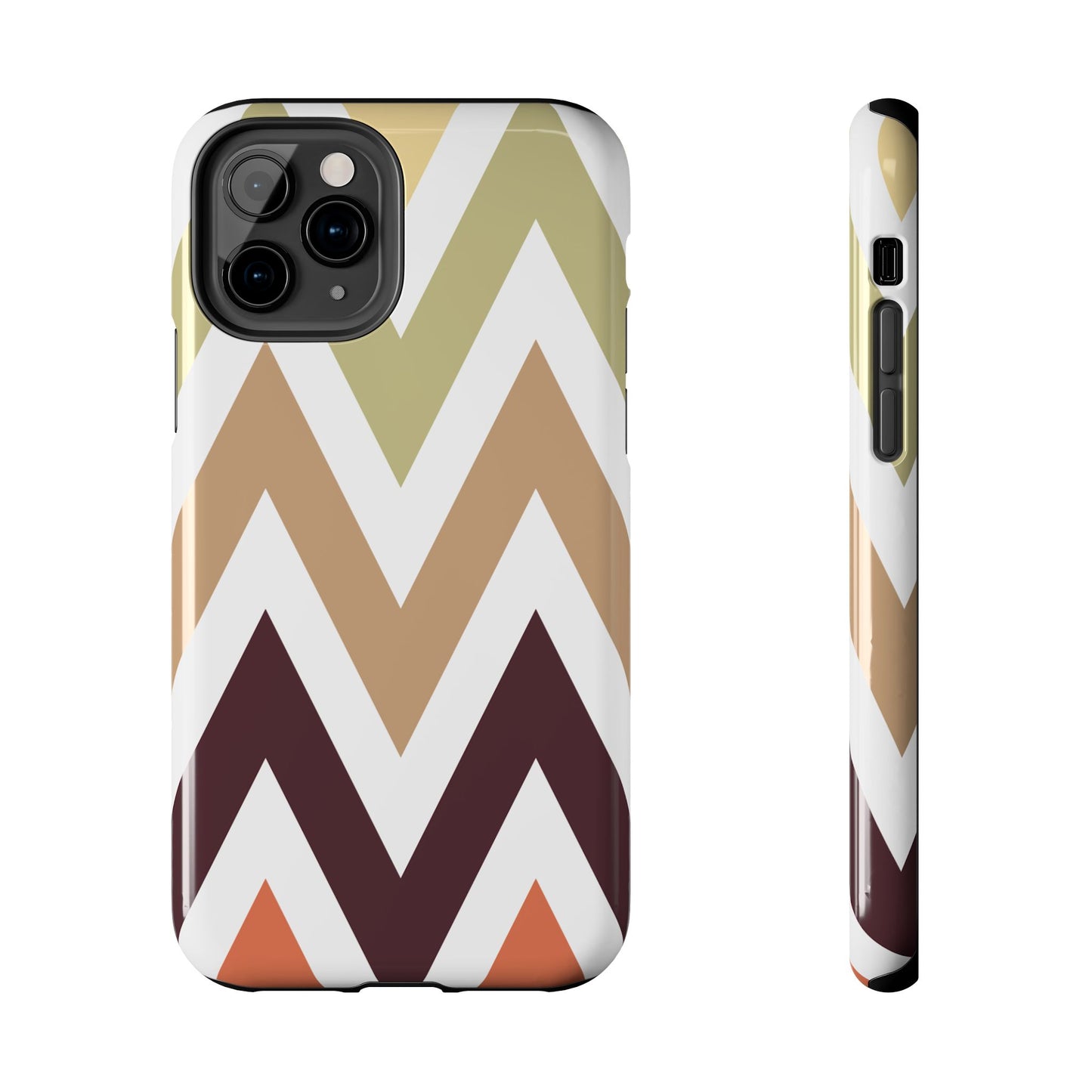 Earthy Chevron iPhone Case – Boho-Inspired Design with Dual-Layer Protection