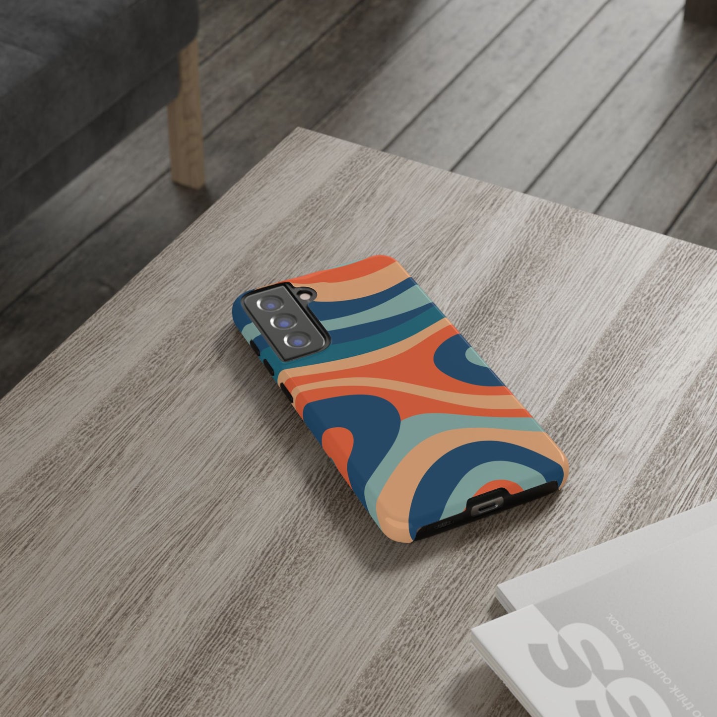 Retro Vibe Wavy Stripes Samsung Galaxy Case – 70s-Inspired in Teal, Orange, and Rust