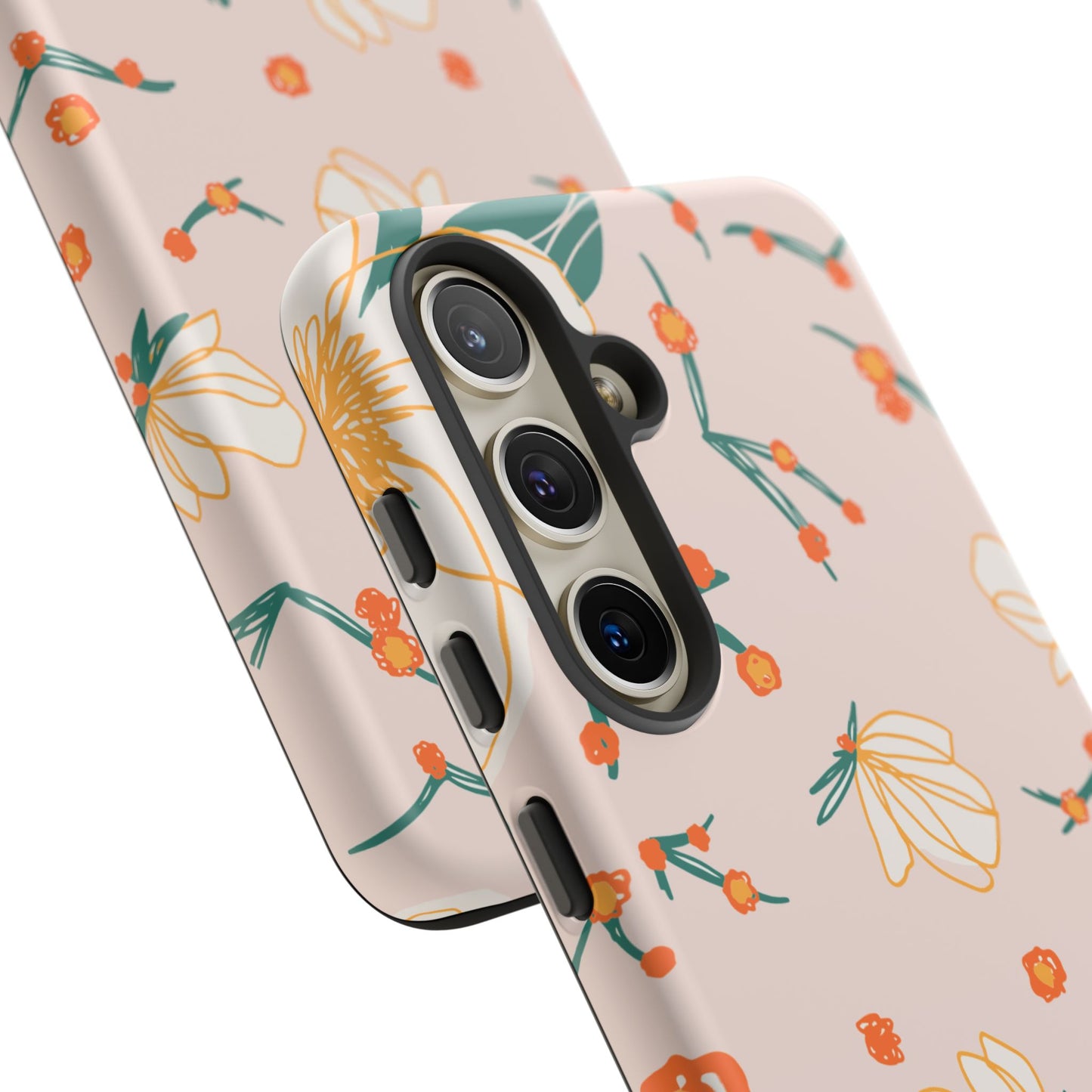 Elegant Magnolia Blossom Tough Samsung Galaxy Case – Soft Blush Background, Shock-Resistant Design