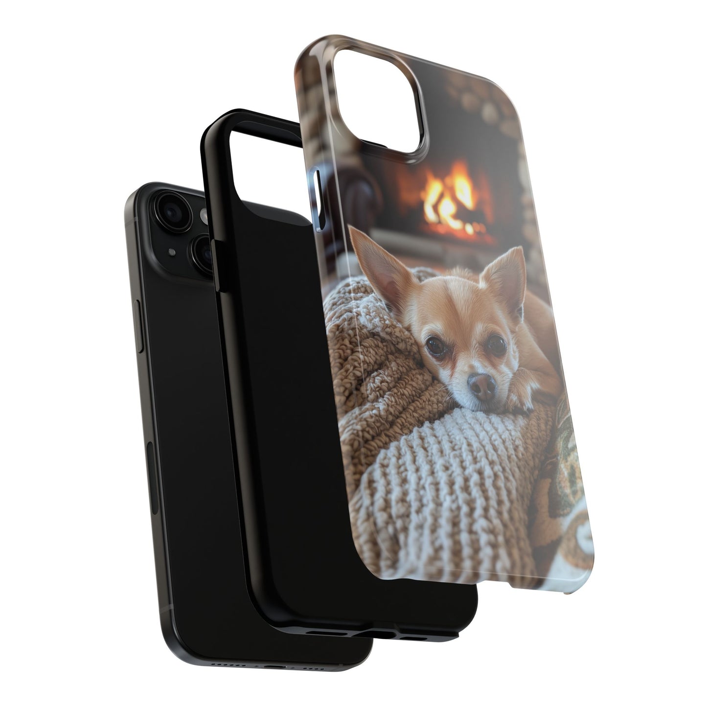 Relaxing Chihuahua by Fireplace iPhone Case – Warm and Stylish Protection