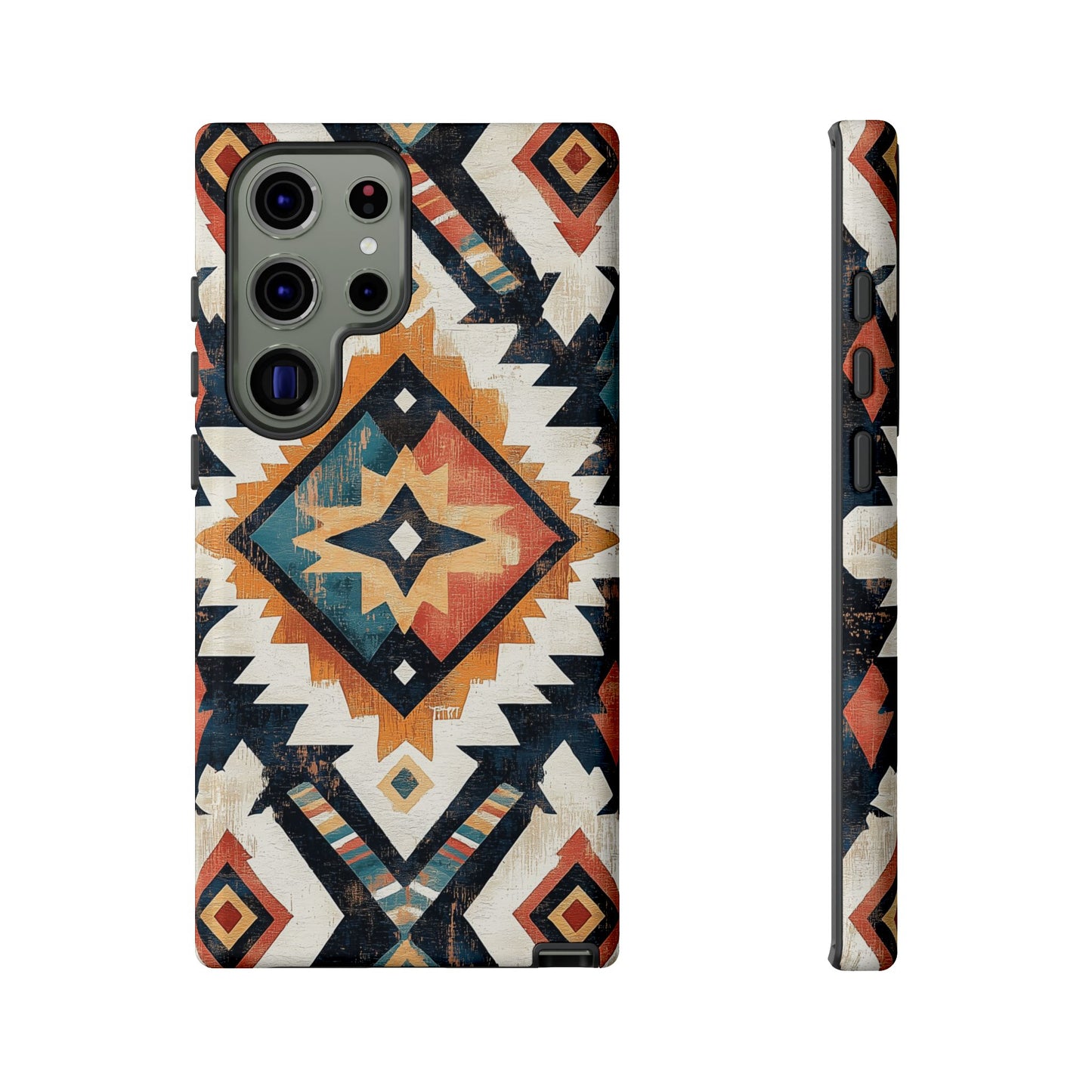 Vintage Southwestern Diamond Tough Samsung Galaxy Case – Rustic Tribal Design, Dual-Layer Protection