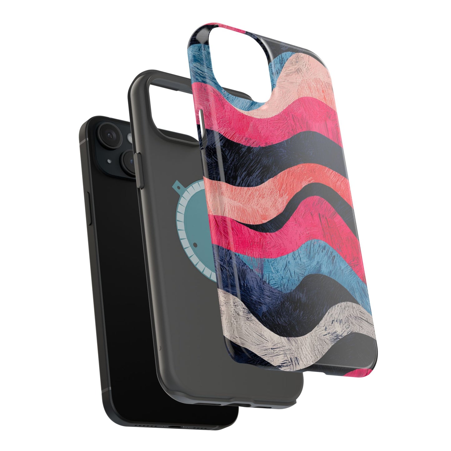 Abstract Wave Pattern MagSafe iPhone Case – Shockproof, Matte Finish, Dual-Layer Protection