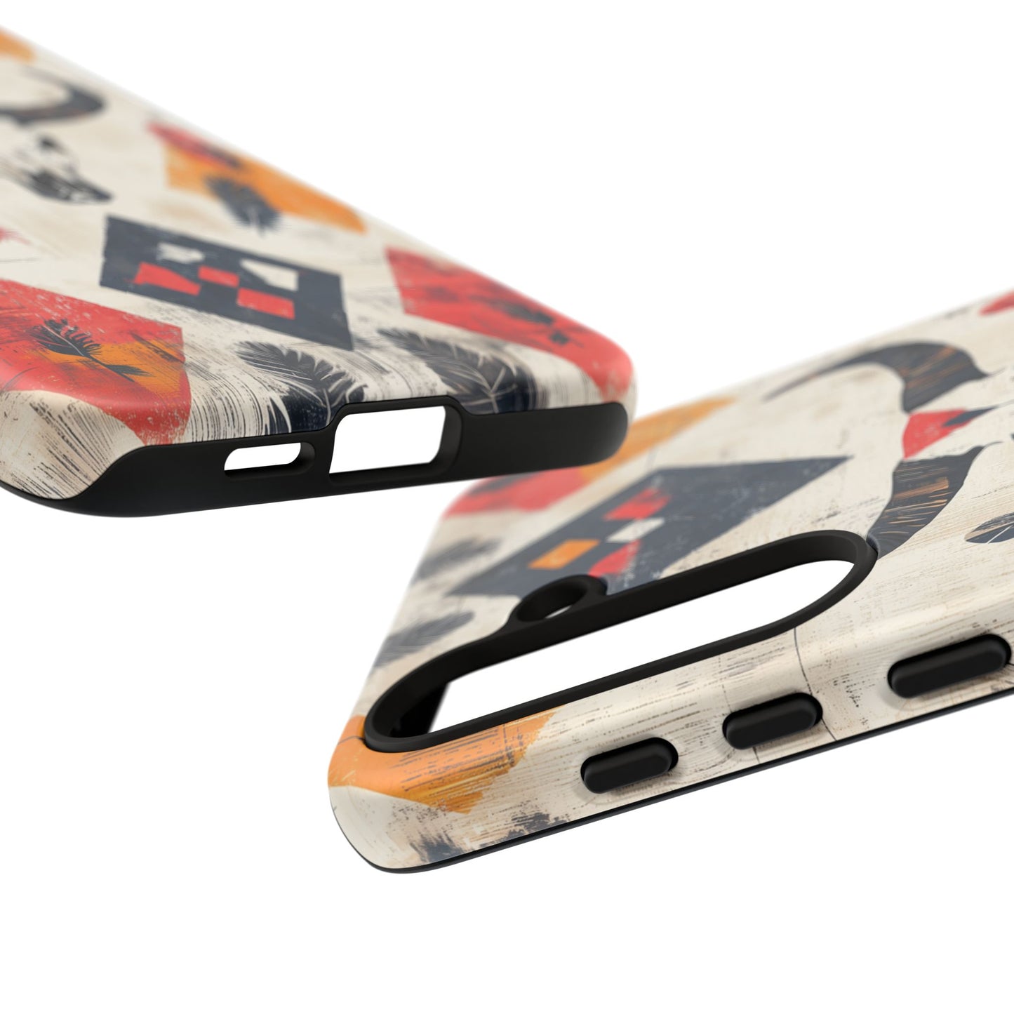 Western Bull Skull & Feathers Tough Samsung Galaxy Case – Bold Tribal Design, Dual-Layer Protection