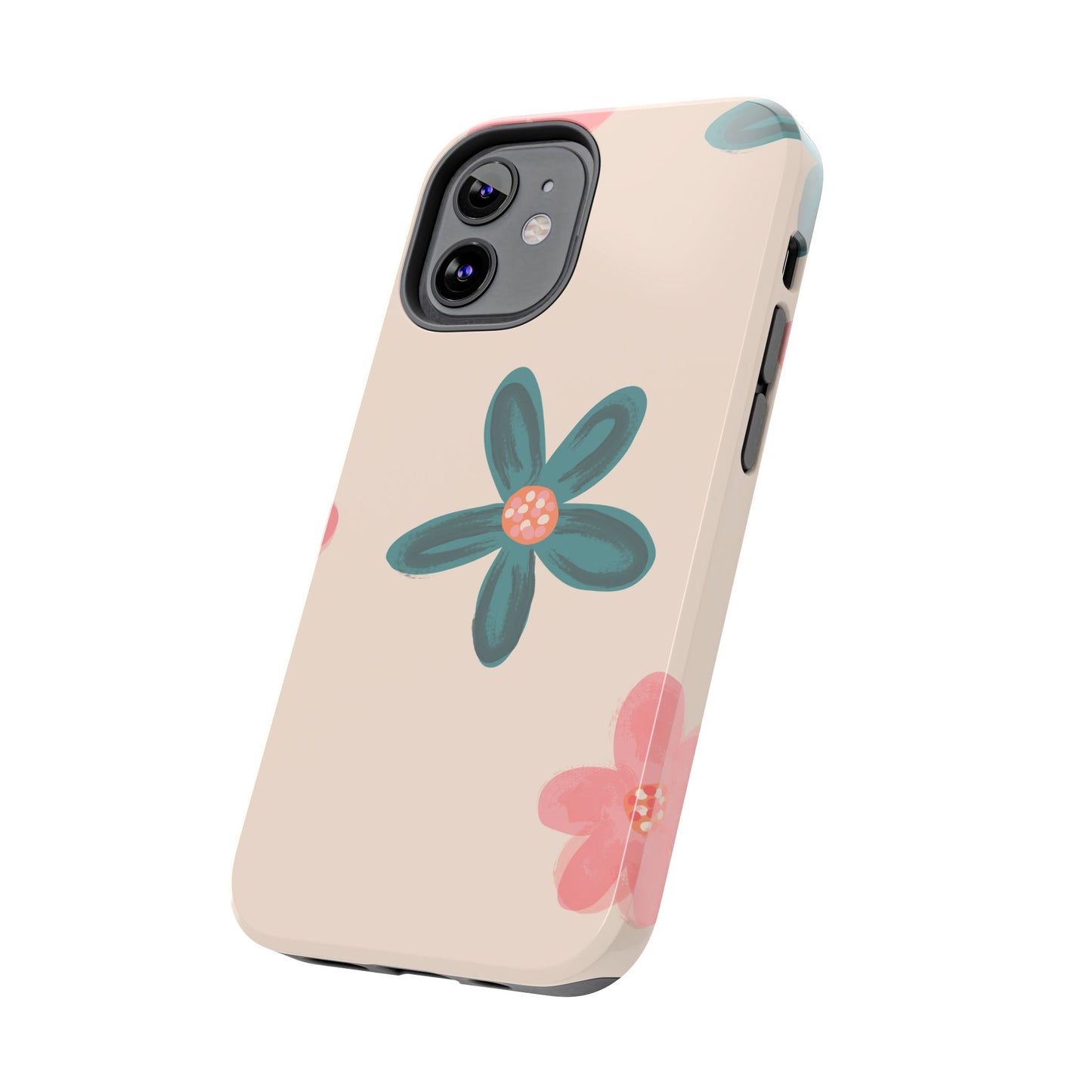 Vintage Floral Tough iPhone Case – Soft Matte Finish with Dual-Layer Protection