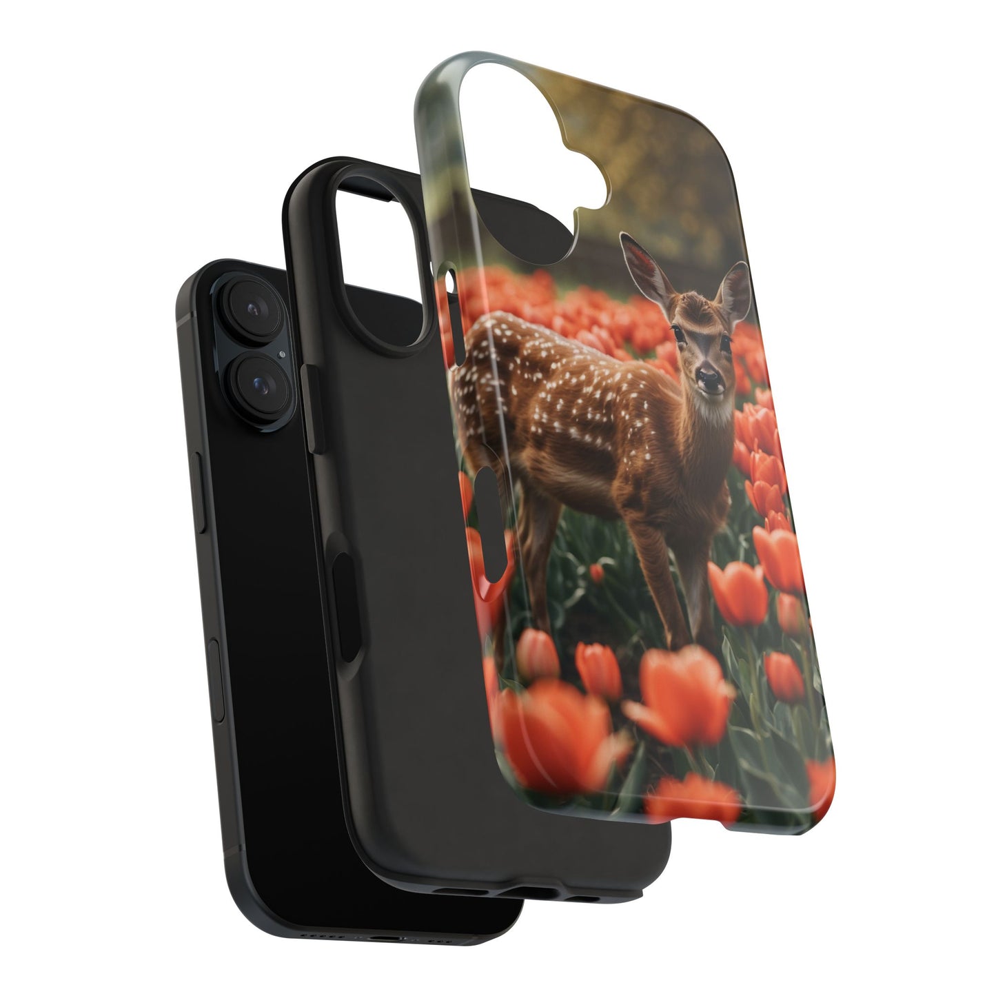 Fawn Among Tulips iPhone Case