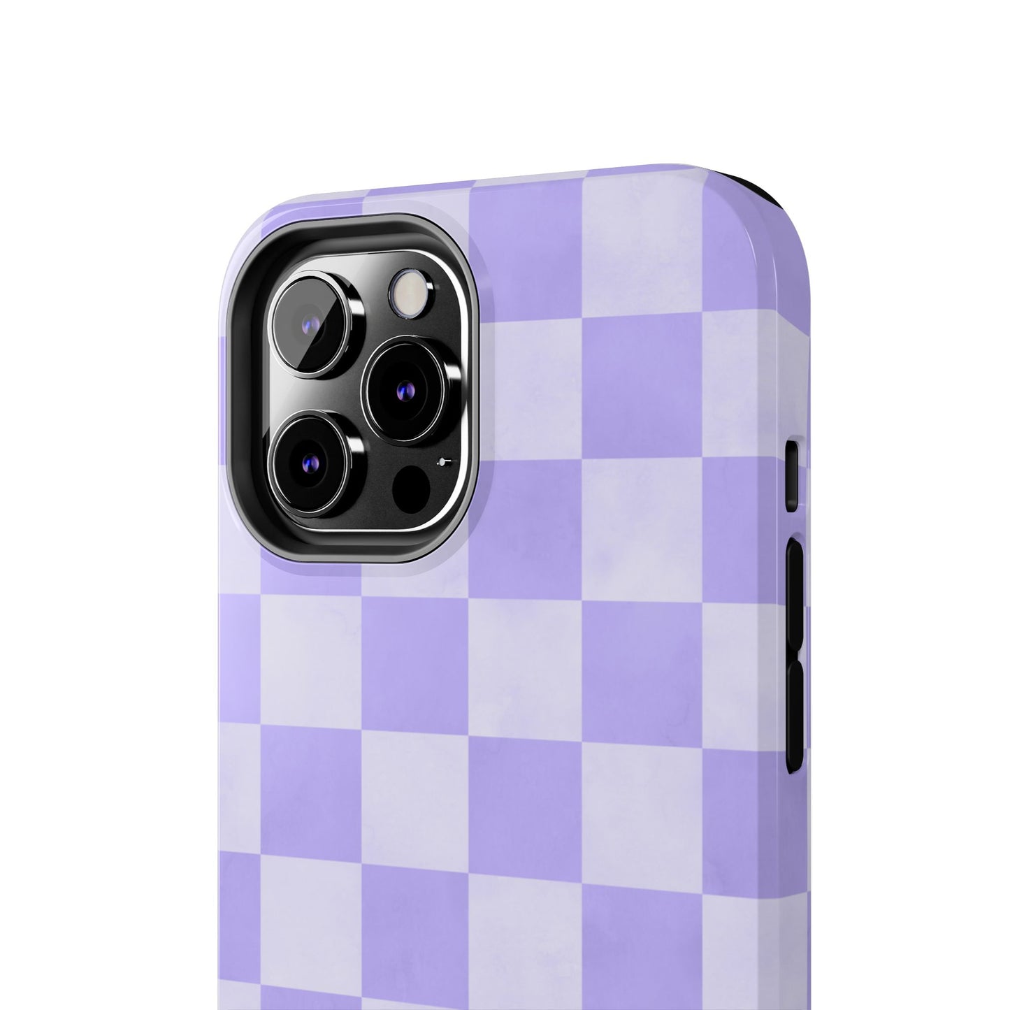 Lavender Checkerboard iPhone Case – Shockproof, Smooth Matte Finish, Dual-Layer Design