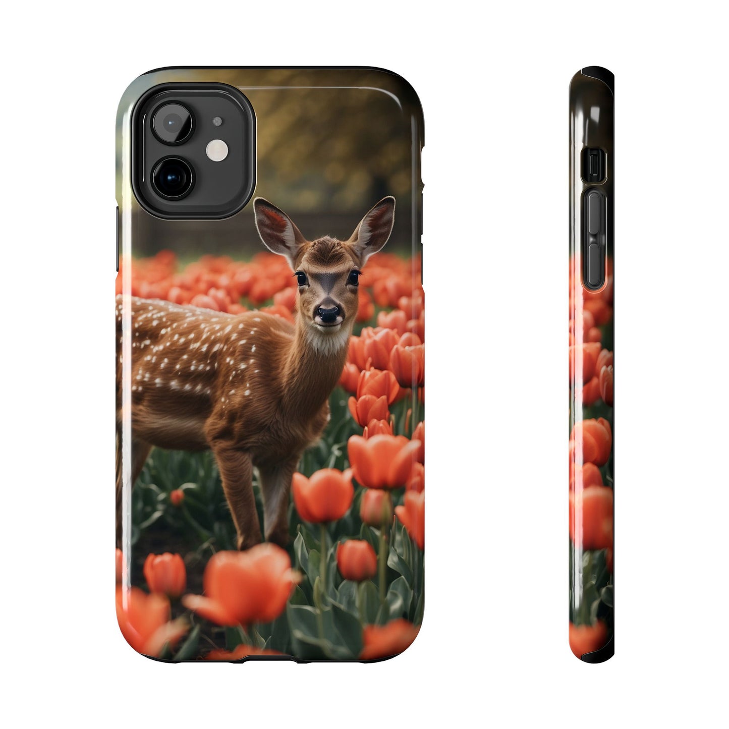 Fawn Among Tulips iPhone Case