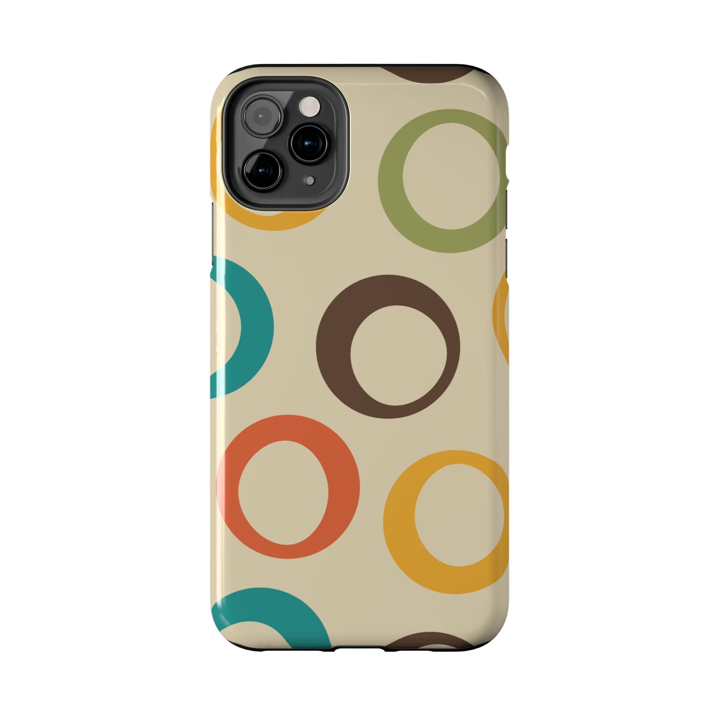 Retro Colorful Rings iPhone Case – Shockproof, Matte Finish, Dual-Layer Protection
