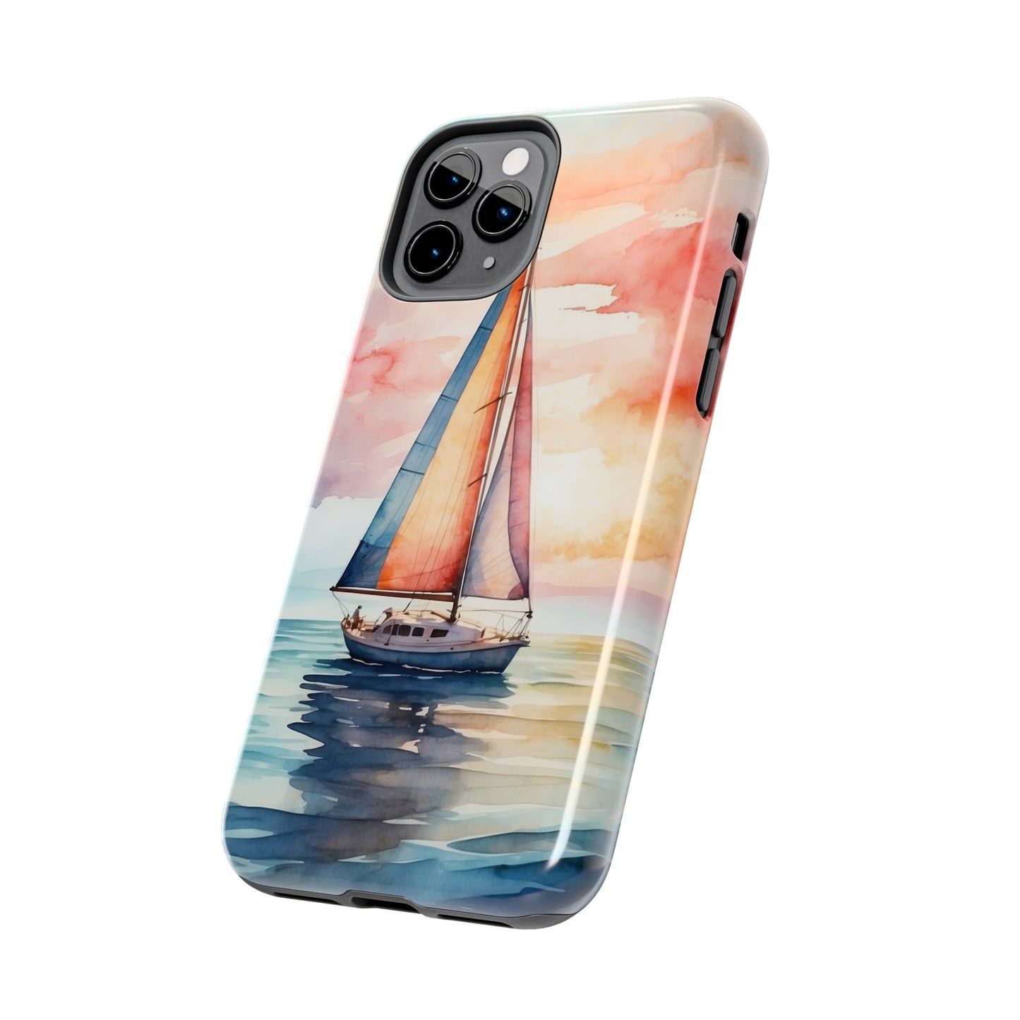 Sailboat Sunset iPhone Case – Vibrant Watercolor Design