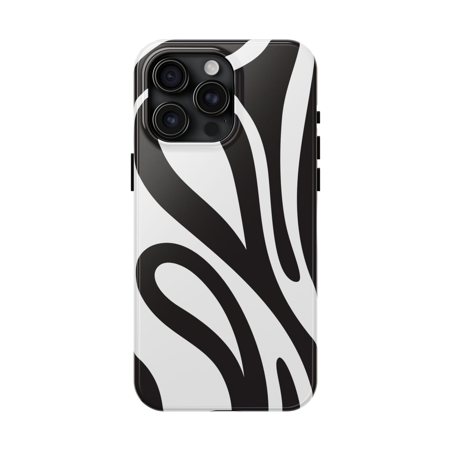 Modern Black and White Abstract Tough iPhone Case – Bold Graphic Pattern with Dual-Layer Protection