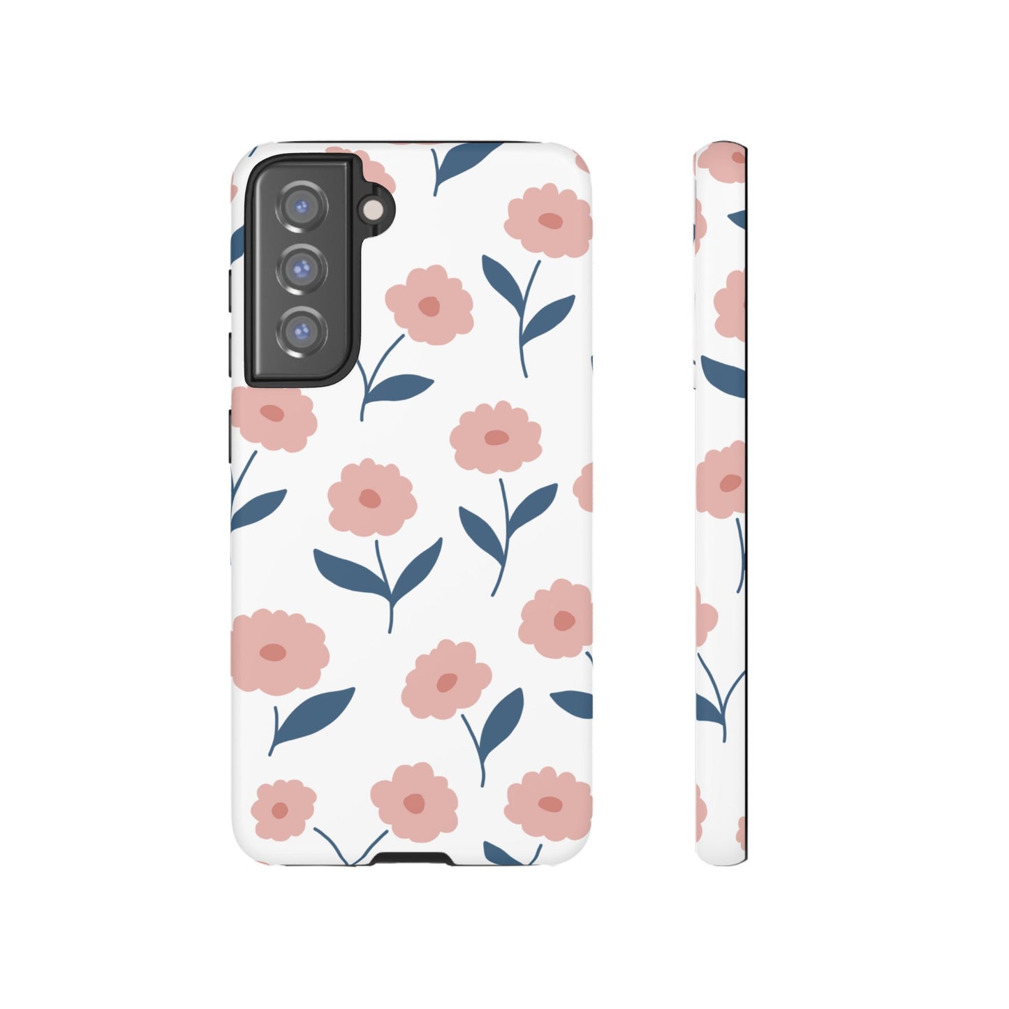 Playful Pink Floral Tough Samsung Galaxy Case – Soft Pastel Design, Slim & Shockproof