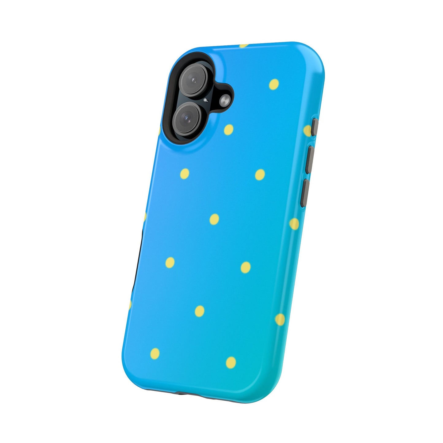 Blue Ocean Gradient Polka Dots MagSafe iPhone Case – Shockproof, Smooth Matte Finish, Dual-Layer Design