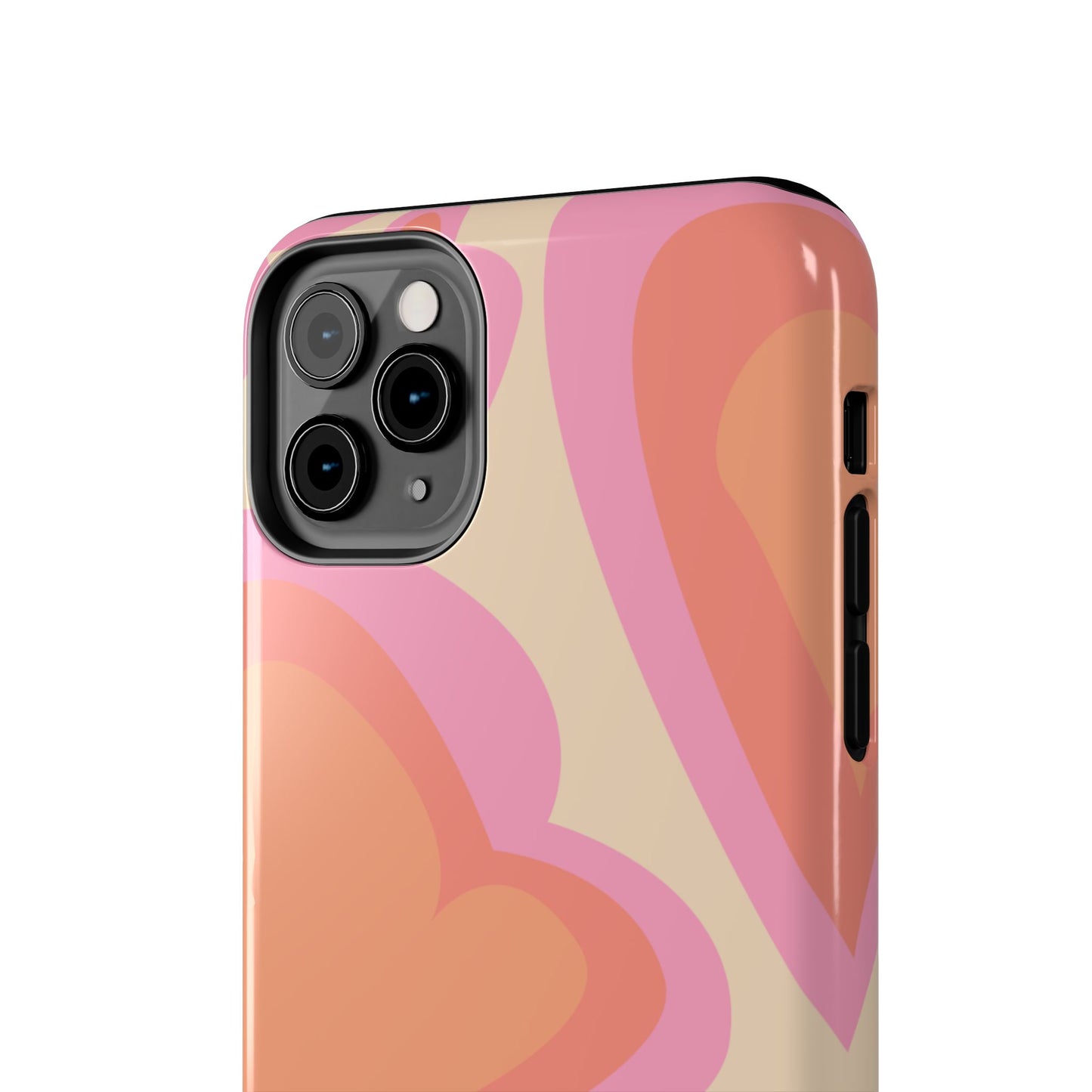 Retro Pink Hearts iPhone Case – Shock-Resistant, Matte Finish, Dual-Layer Protection