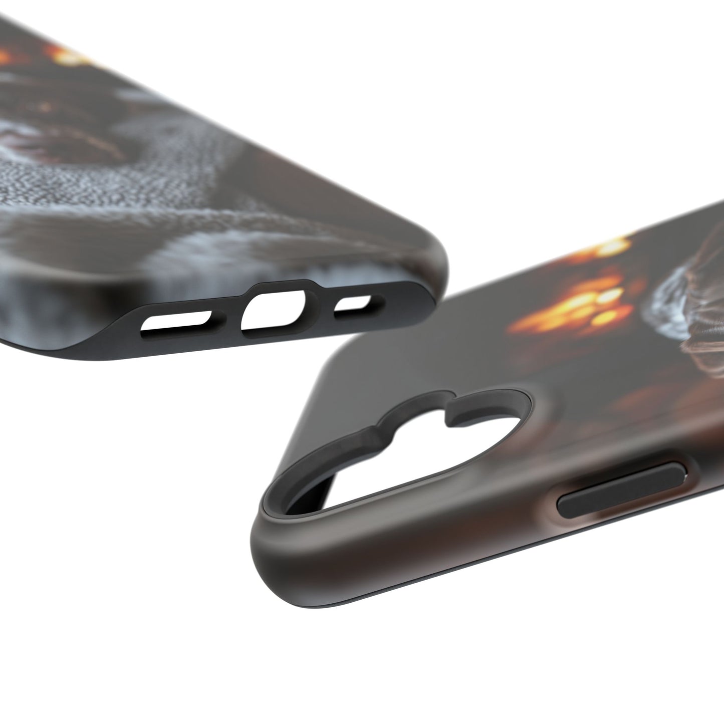 Cozy German Shorthaired Pointer MagSafe iPhone Case – Rustic Fireplace Protective Cover