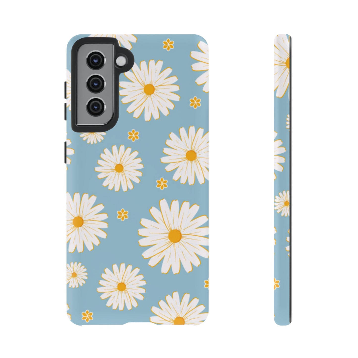 Bright Daisy Samsung Galaxy Case – Light Blue Background, Shockproof and Slim Design