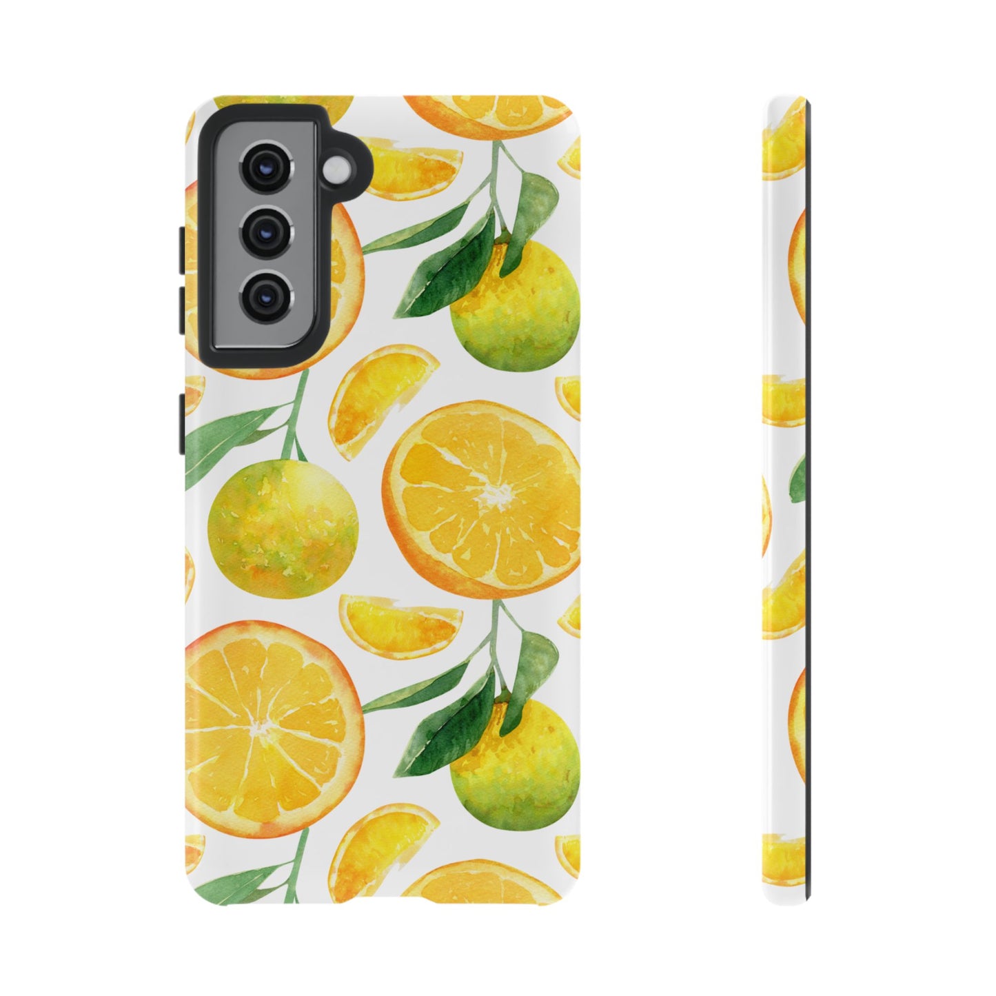Sunny Citrus Grove Tough Samsung Galaxy Case – Watercolor Orange Design, Dual-Layer Protection