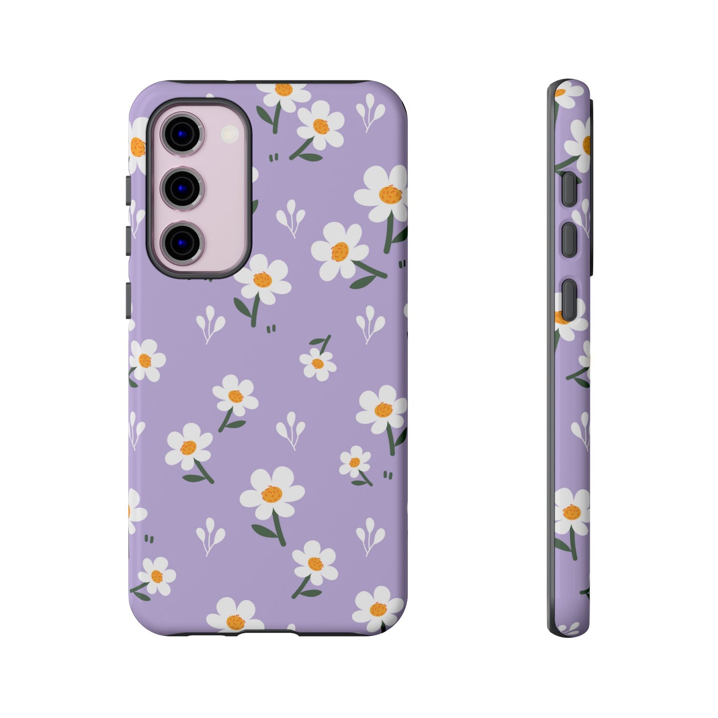 Purple Daisy Garden Samsung Galaxy Case – Soft Lavender Background, Shockproof Protection with Slim Fit