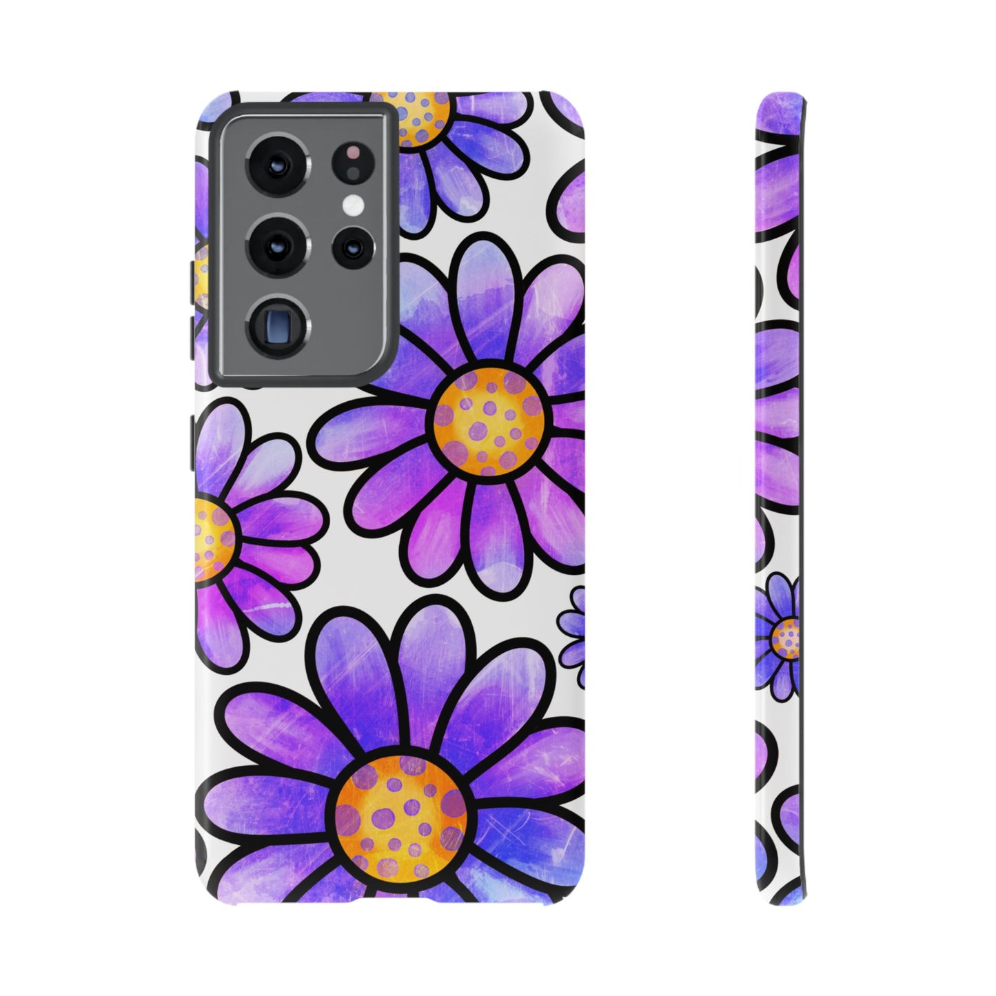 Purple Daisy Delight Samsung Galaxy Case – Slim Profile, Glossy Finish