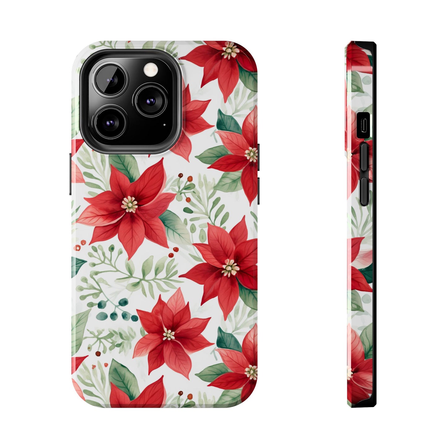 Festive Poinsettia Holiday Pattern – iPhone Series Case