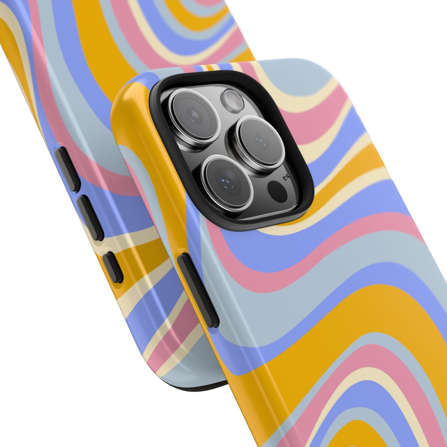 Groovy Pastel Waves iPhone Case – 70s-Inspired Design with Dual-Layer Protection
