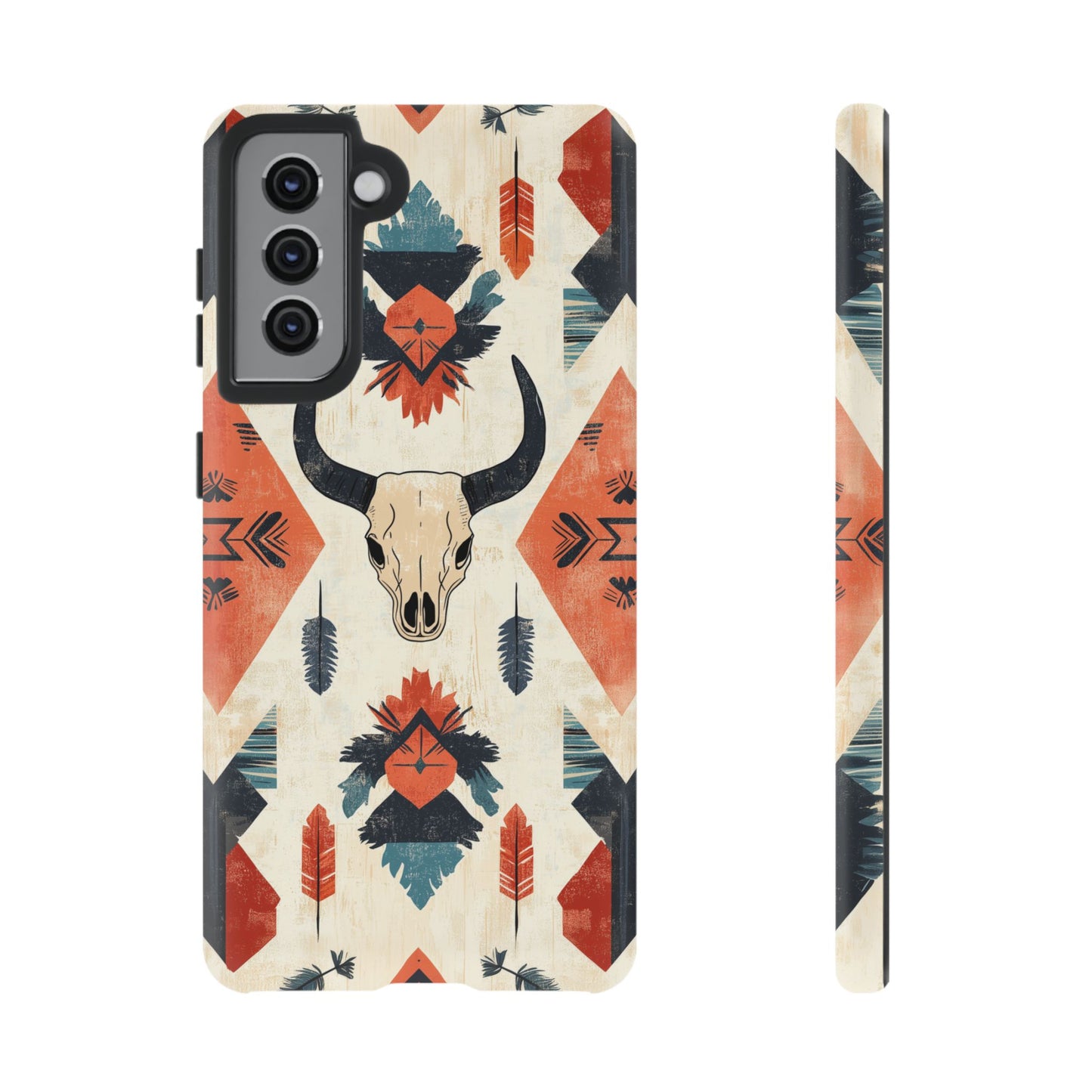 Southwestern Boho Skull Tough Samsung Galaxy Case – Durable Matte Finish, Dual-Layer Protection