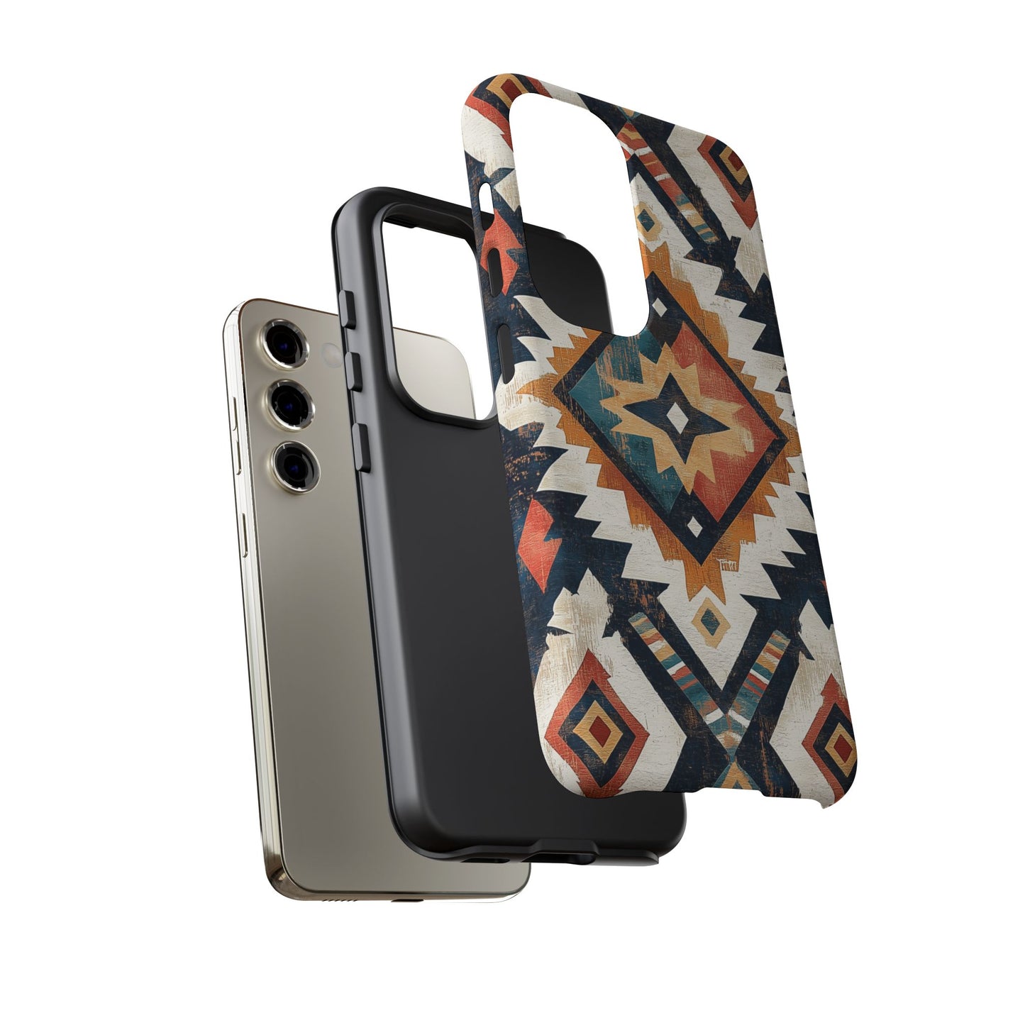 Vintage Southwestern Diamond Tough Samsung Galaxy Case – Rustic Tribal Design, Dual-Layer Protection