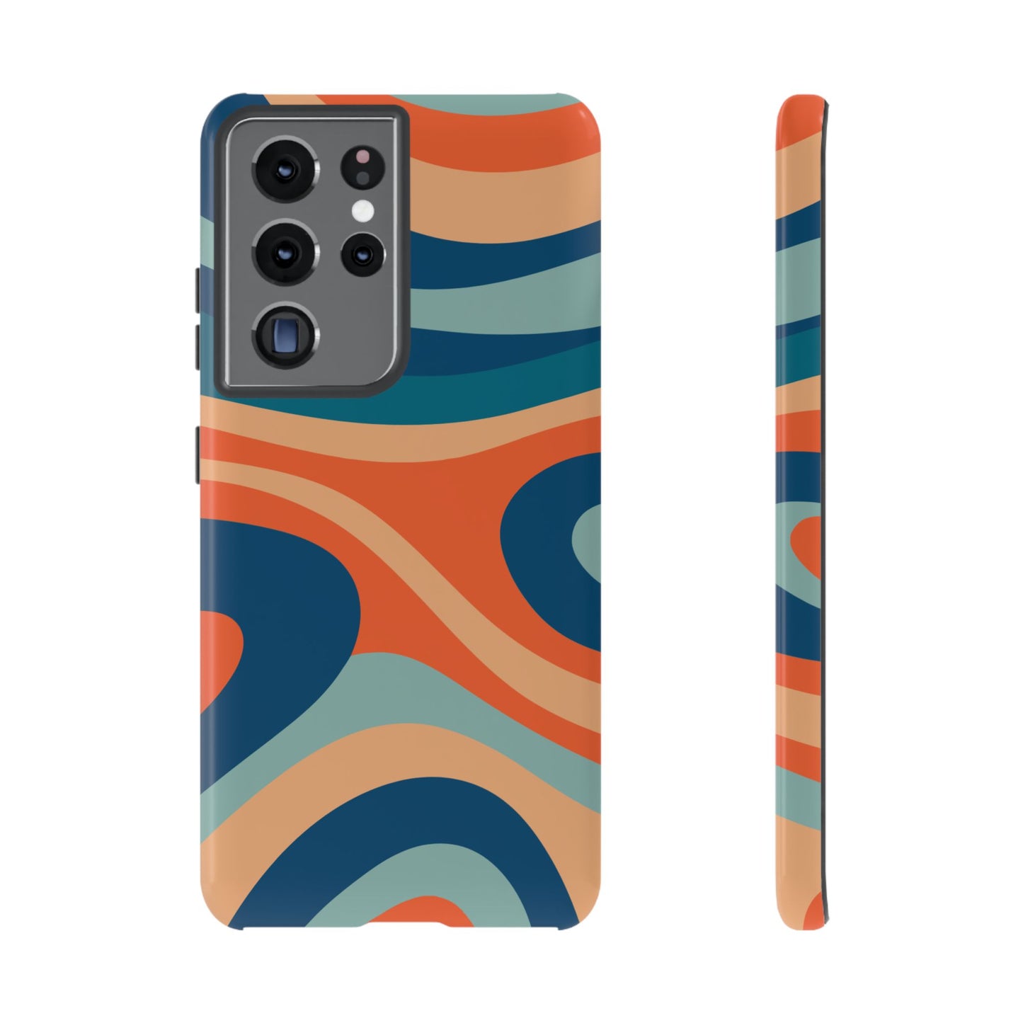 Retro Vibe Wavy Stripes Samsung Galaxy Case – 70s-Inspired in Teal, Orange, and Rust