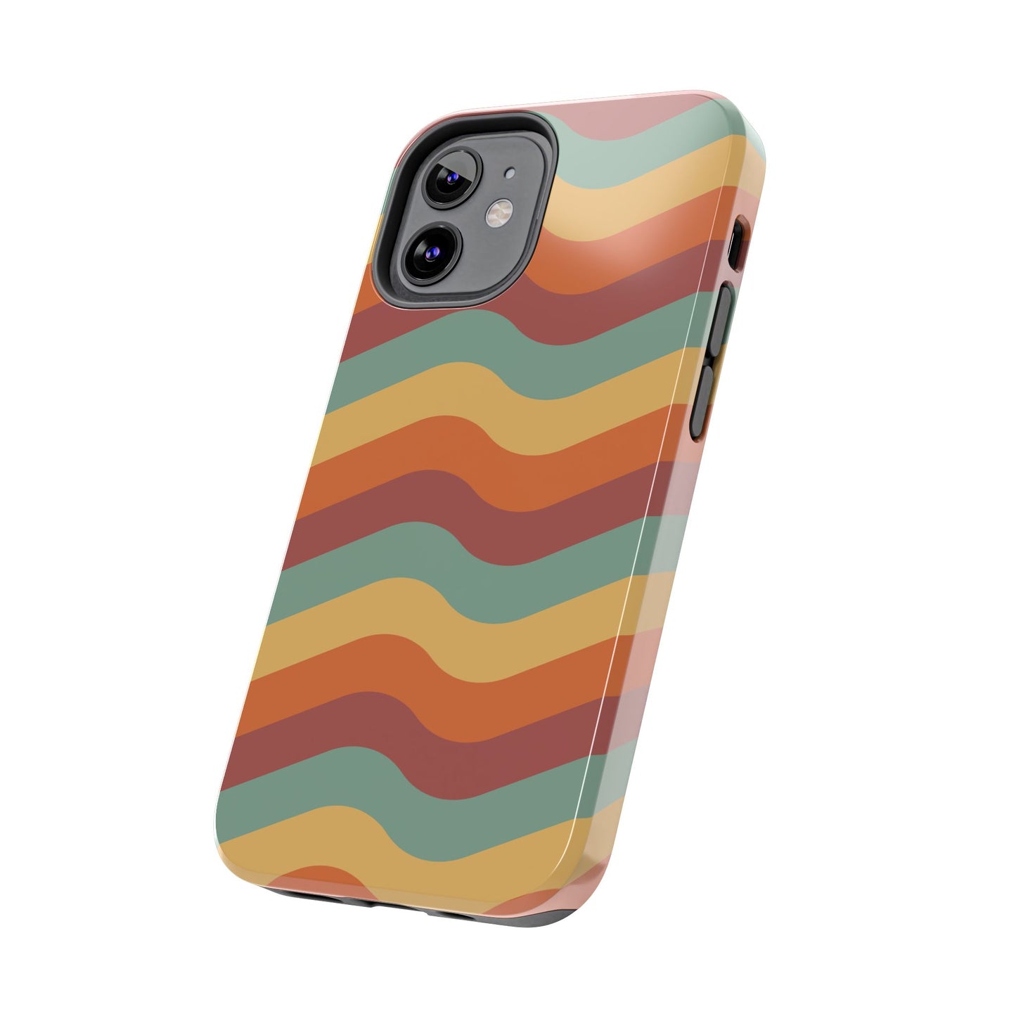 Retro Vibe Wavy Stripes iPhone Case – 70s-Inspired in Teal, Orange, and Rust